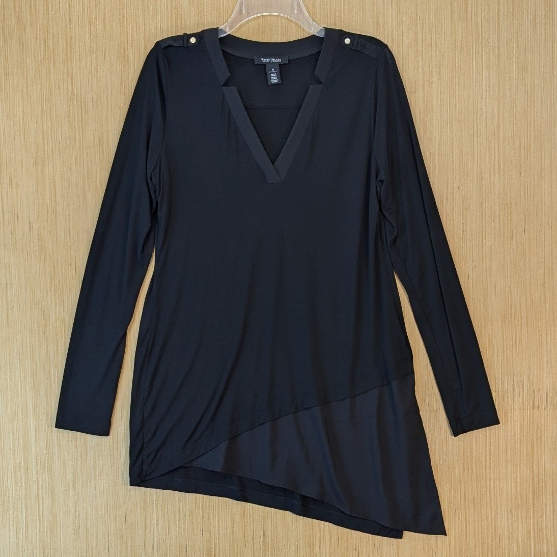 White House Black Market Asymmetric Elevated Basic Office Chic Tunic Top Medium
