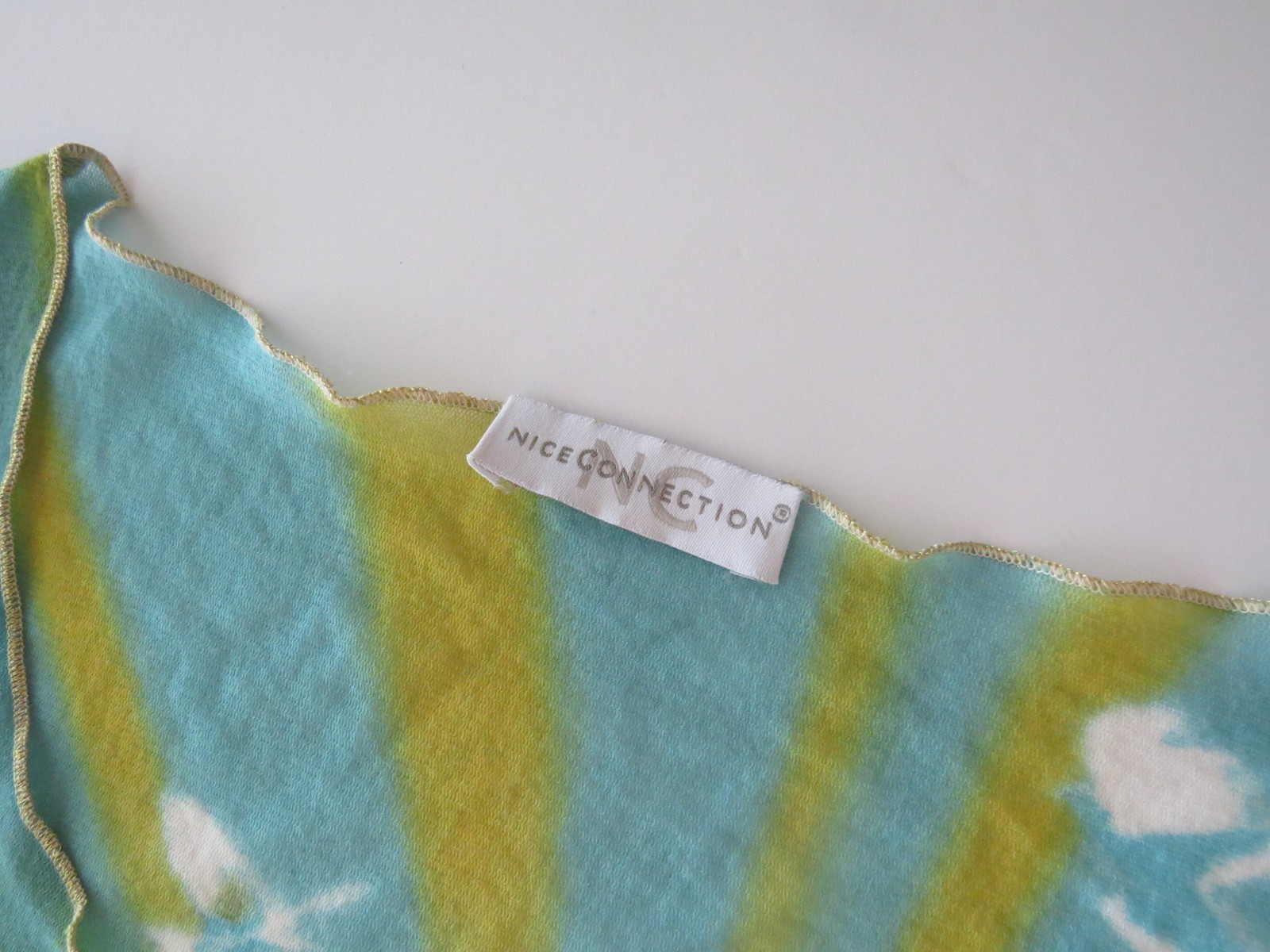 Vintage 2000s Cherub Print Sheer Knit Top, Floral, Gold Lettuce Edge, Nice