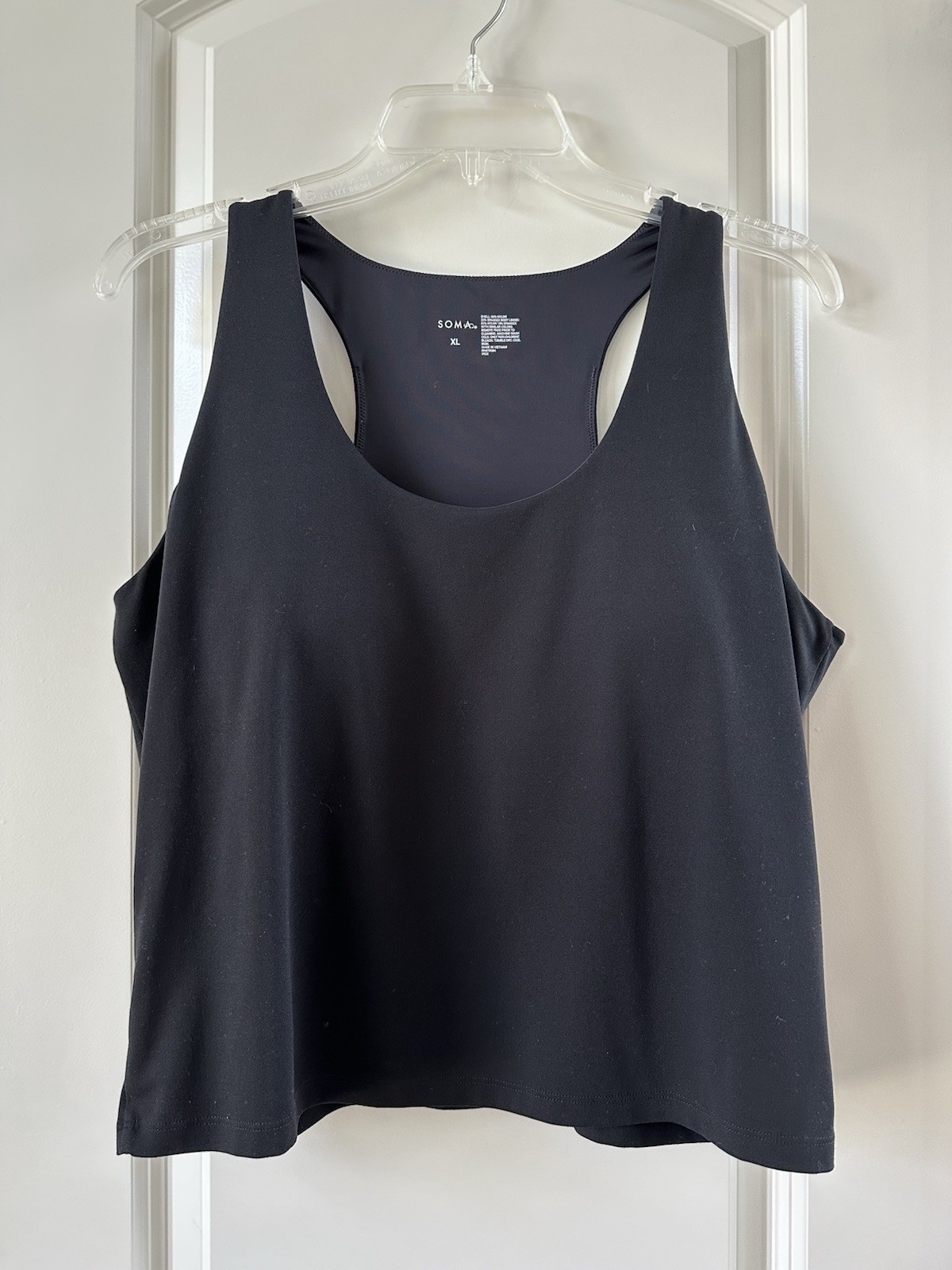 Soma Soft Jersey Racerback Bra Tank Women’s XL Black Removable Pads