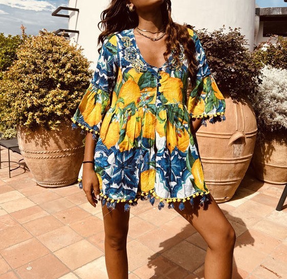 ANTICA SARTORIA 2022 LEMONS LEMONS BUTTON 4 BUTTON FRONT TOP NWT OS