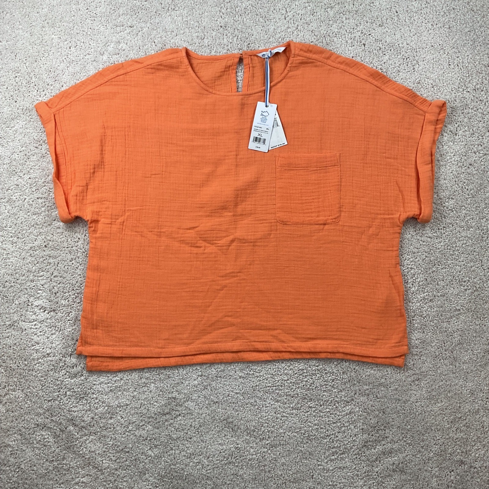 Southern Tide Imogen Double Cloth Top Peach Parfait Orange Cotton Gauze XL NEW