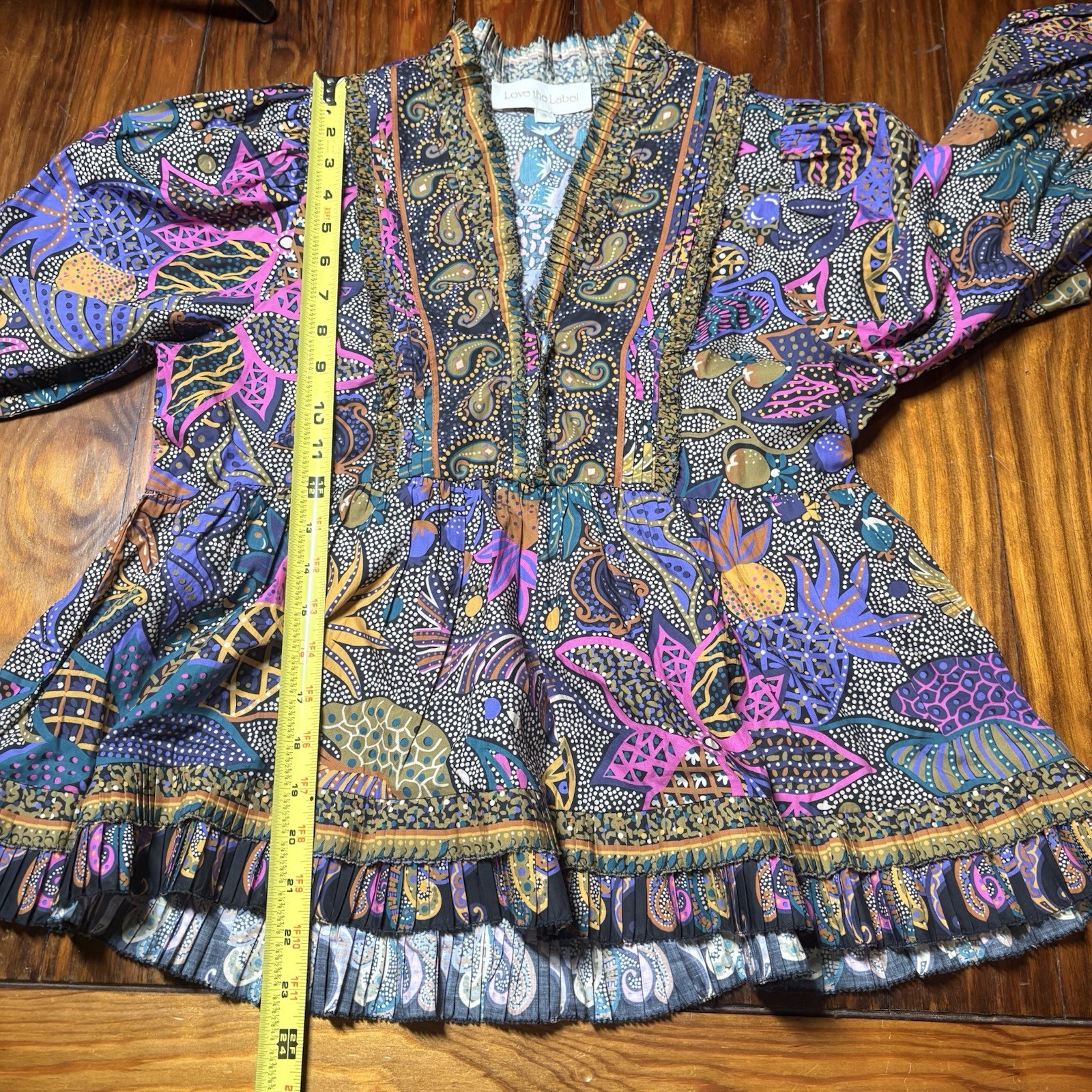 Love the Label Padma Floral Colorful Purple Art Funky Unique Sz S A1142