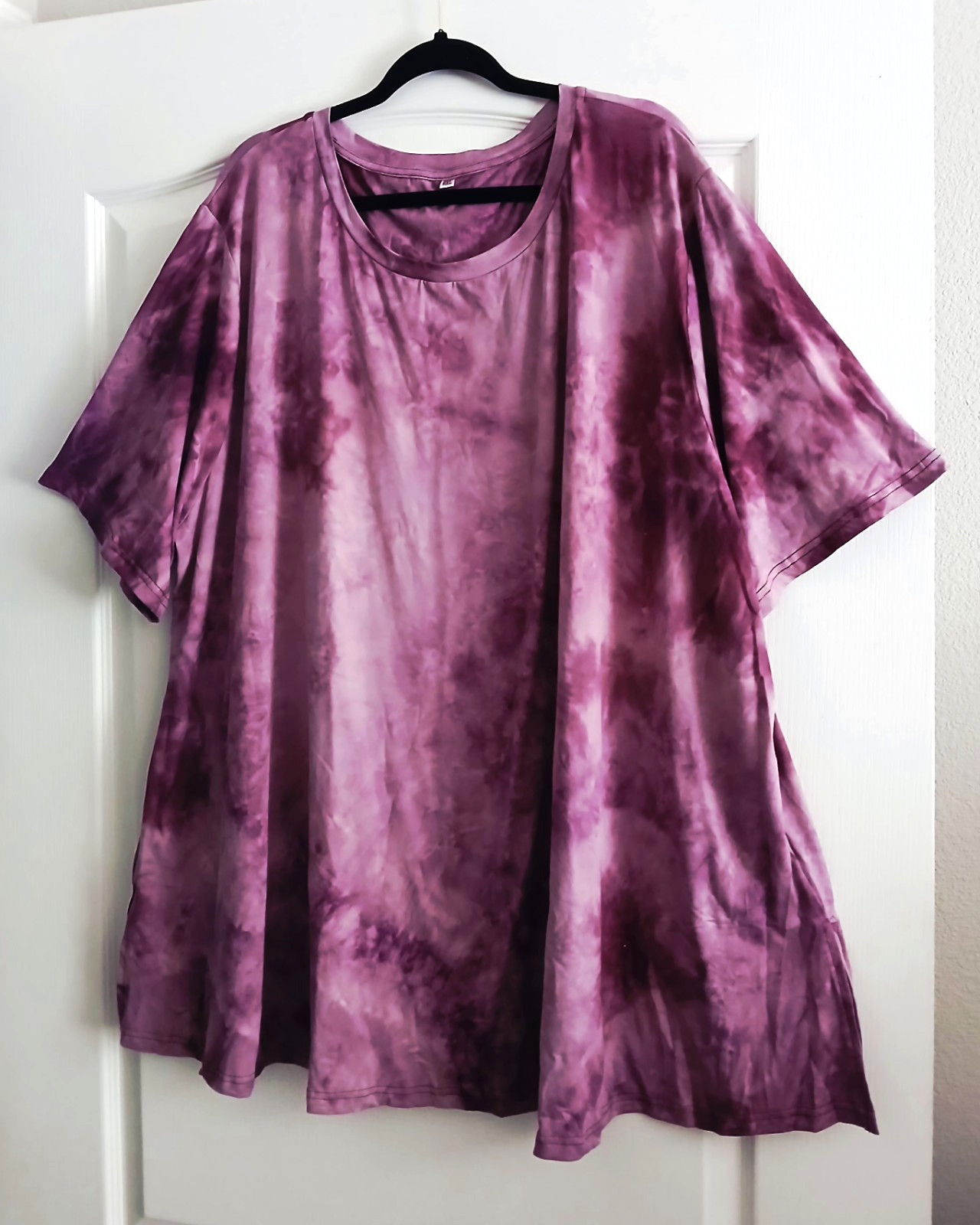 Women’s Plus 6XL Purple Tie Dye Short Sleeve Top Tee Tunic