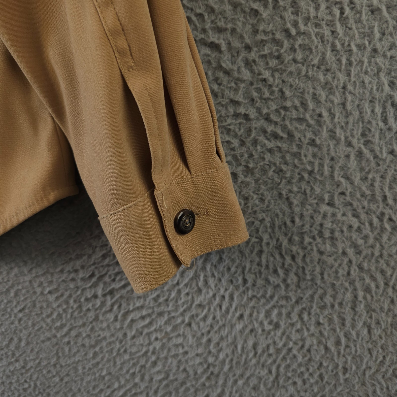 Vintage Talbots Shirt Womens SP Tan Button Up Faux Suede Career Office Stretch