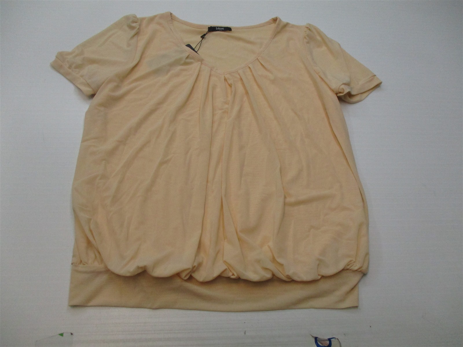 new LAKSMI Women’s Size 2XL Classic Loose Lined Pleated Cream Blouse