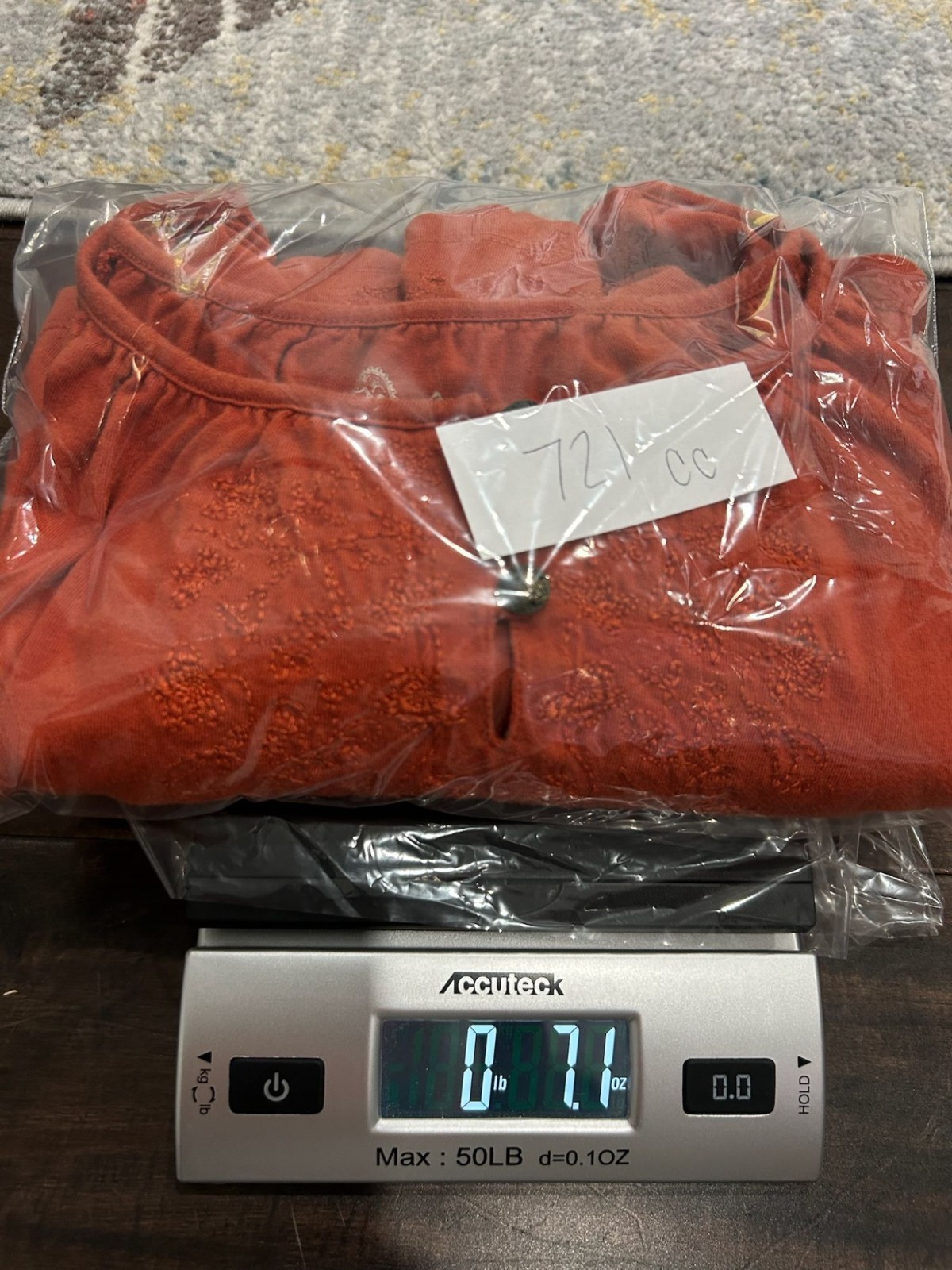 Sahalie Medium Rust Orange Embroidered Cotton Long Sleeve Top Boho Naturecore