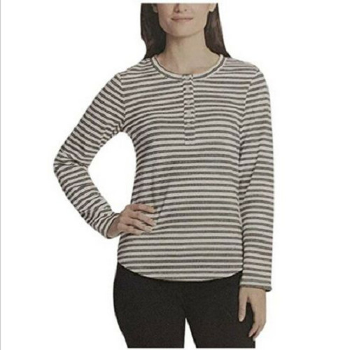 Vintage America Women’s Blouse (LARGE, White/Black Stripe) NWT