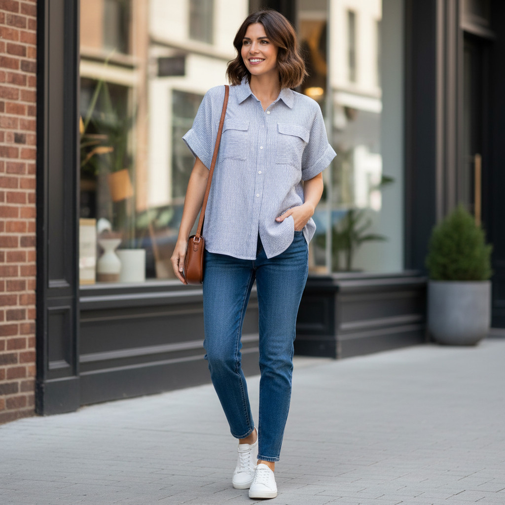 Caslon Double Pocket Linen Blend Camp Shirt NWT XL
