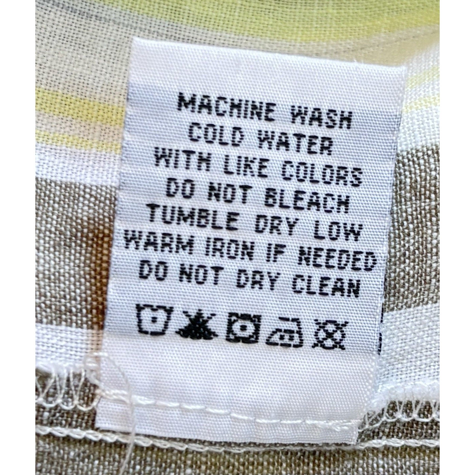 Velvet Heart 100% Linen Button-Up Shirt Sz S Women White Yellow Gray Roll Tab