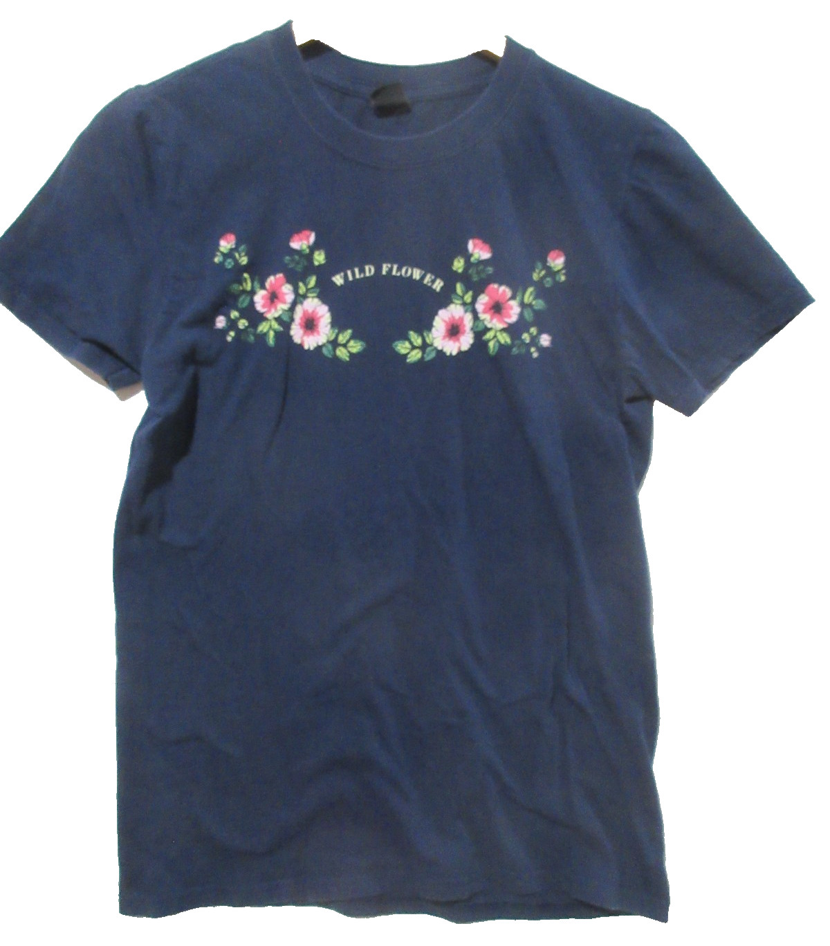Sz S Urban Outfitters Flower T Shirt Wildflower Graphic Navy Blue SEAMLESS Y2K
