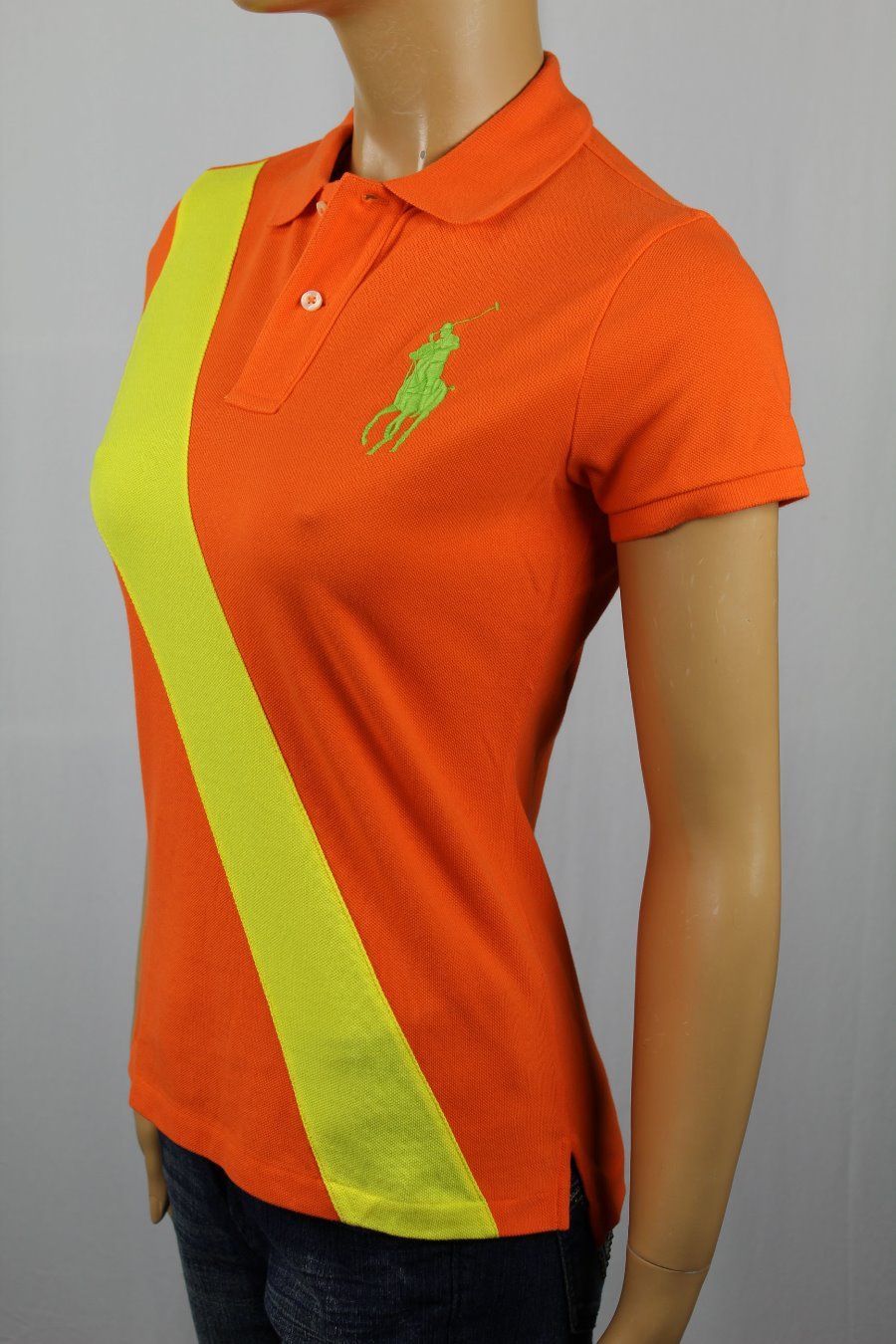 Ralph Lauren Orange Skinny Fit POLO Yellow Sash Big Green Pony NWT