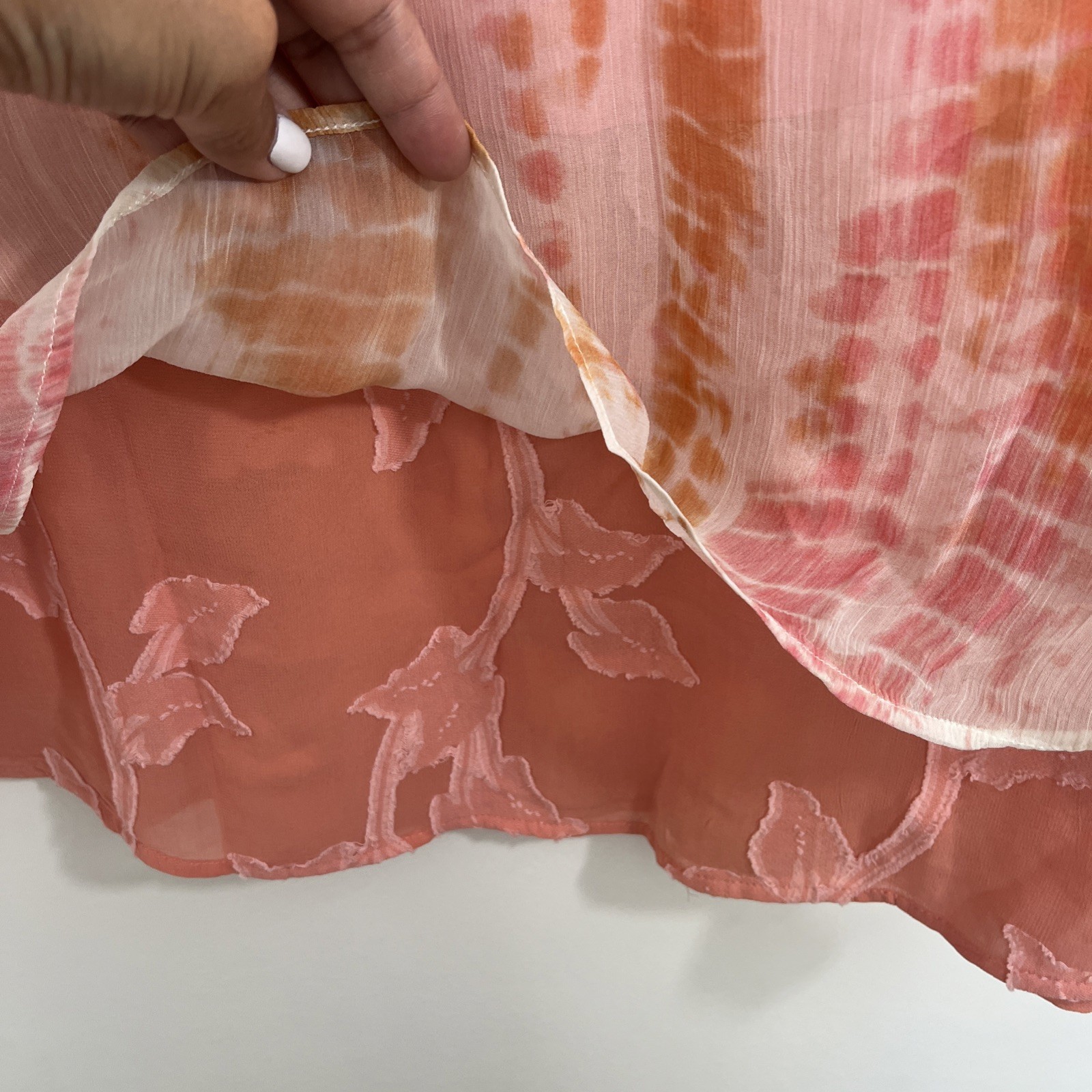NWT Soft Surroundings Tunic Top 3X Coral Tie Dye High-Low Blouse Resort Vacay
