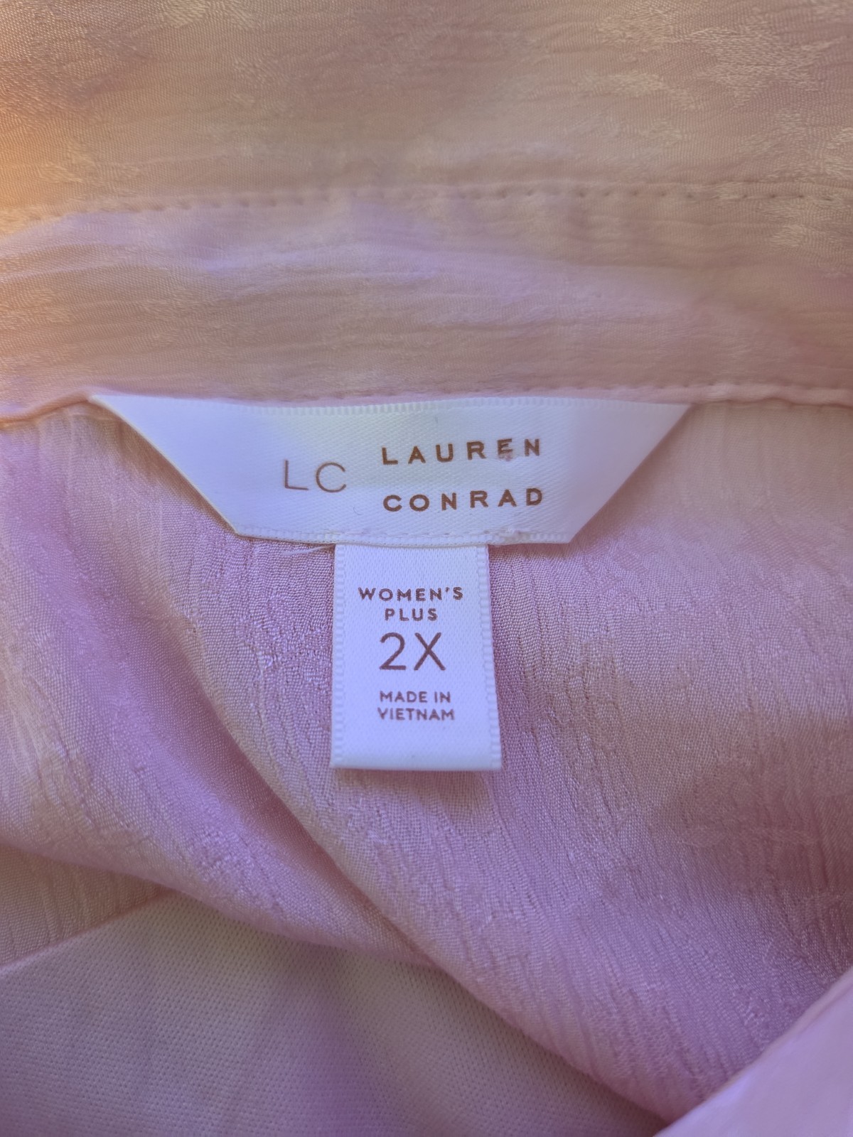 LC Lauren Conrad Pink Floral LS Lined Button Up Blouse Women’s Plus 2X