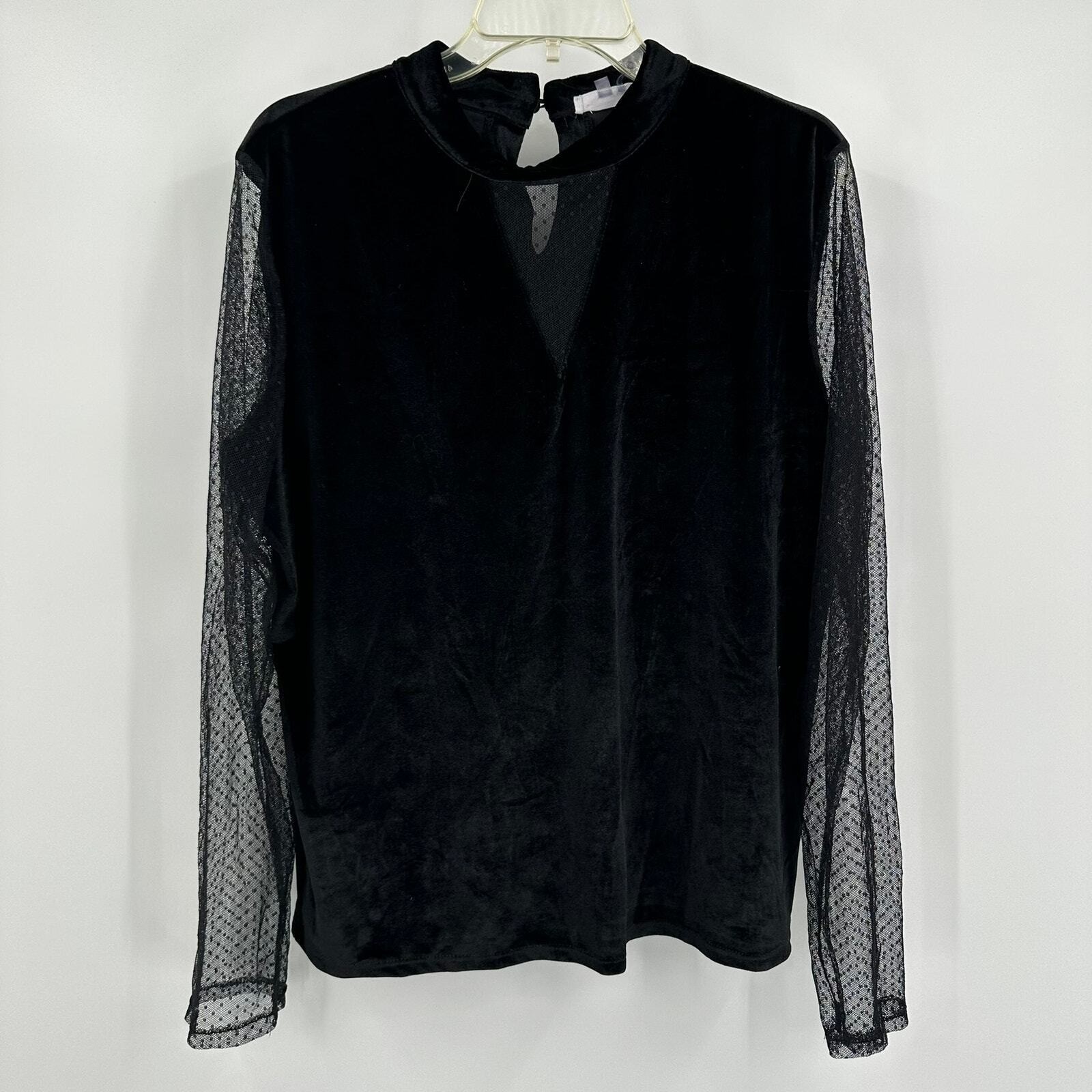 Womens Romantic Goth Top Sz XL Velvet Victorian Witchy Glam Evening Sheer Sleeve