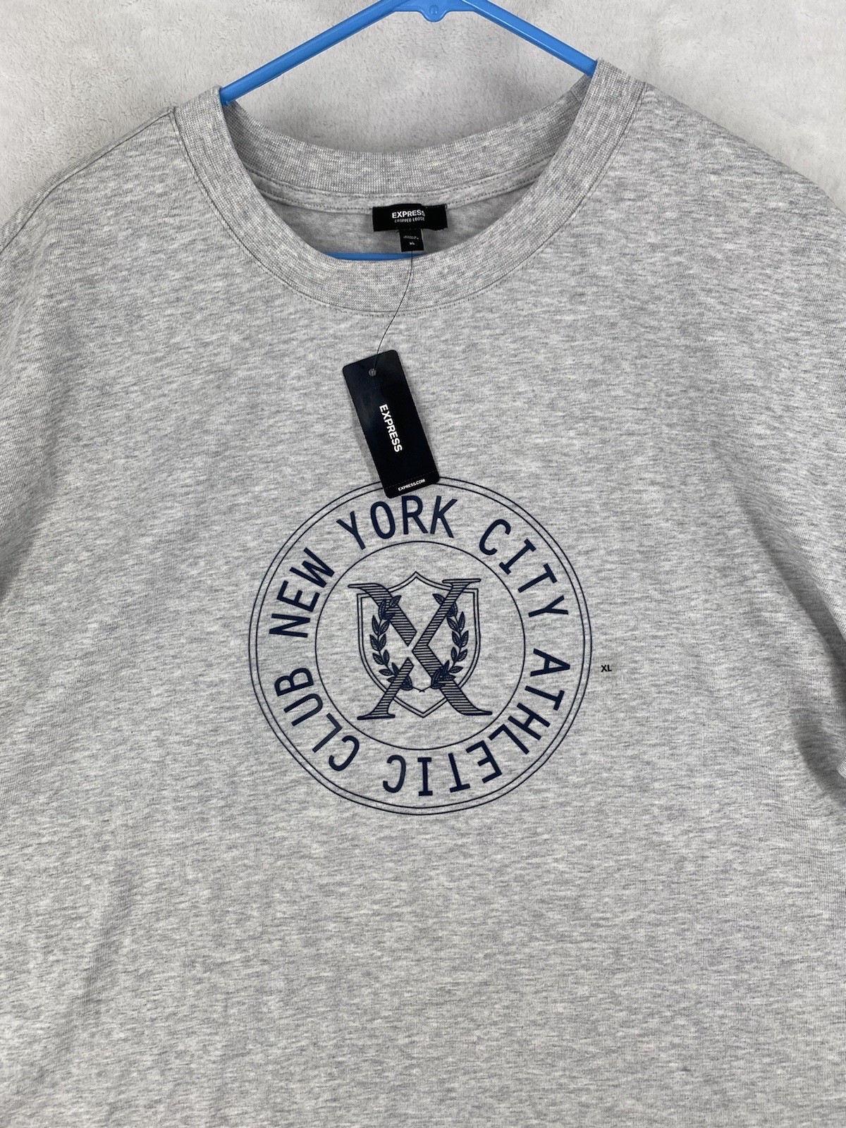 Express Shirt Womens XL Gray Loose Cropped New York City Athletic Club NEW $38