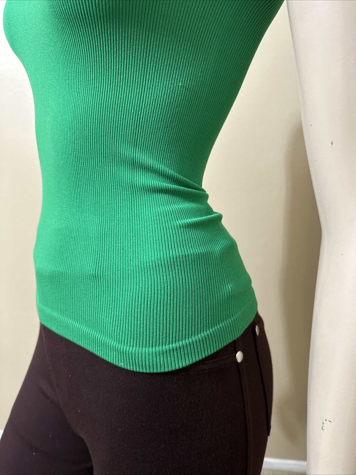 Women’s Green Nylon Casual Summer Stretch Slim One Size Blouse Top 3 For 15$