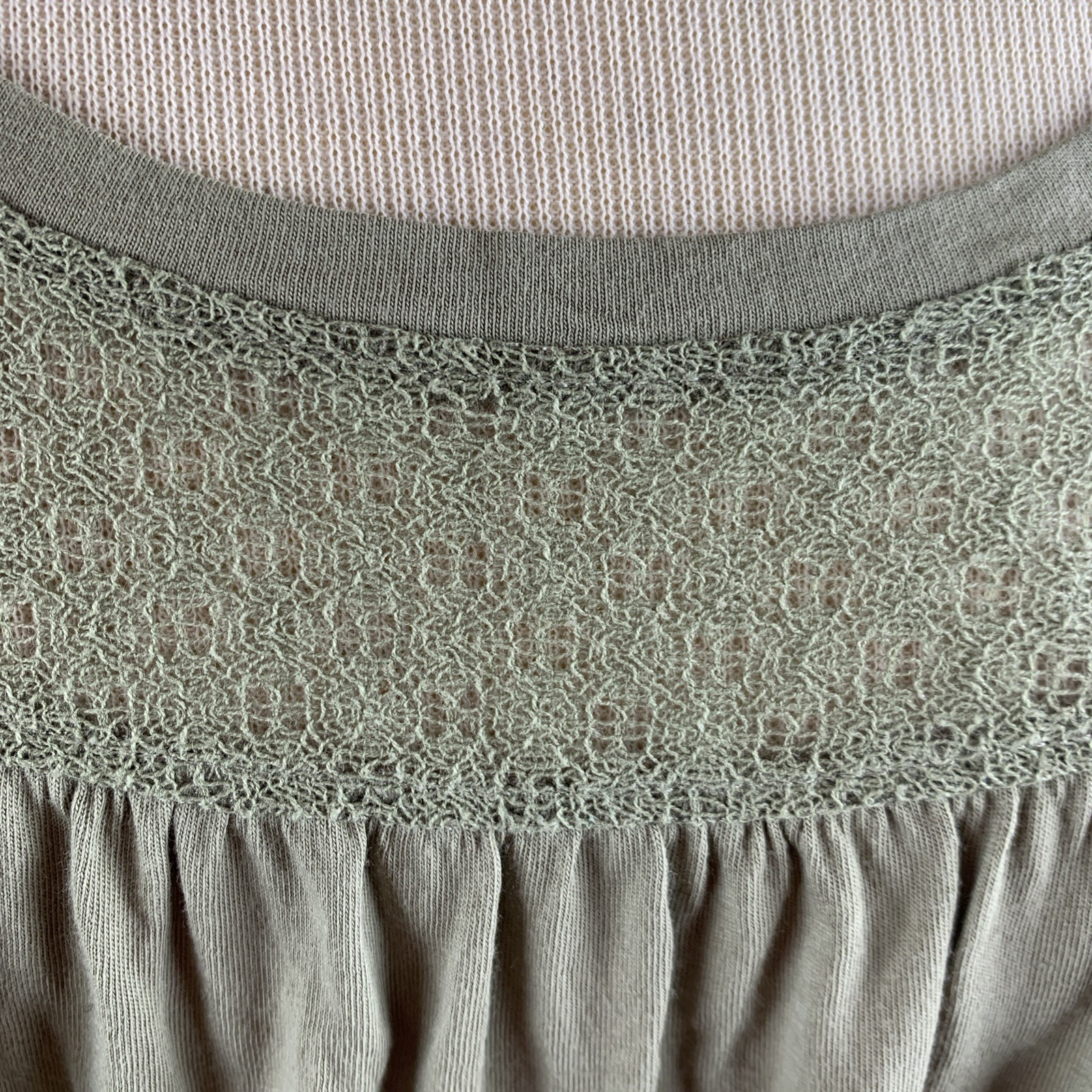 7 For All Mankind Shirt Womens Medium Green Button Back Lace Detail RacerBack