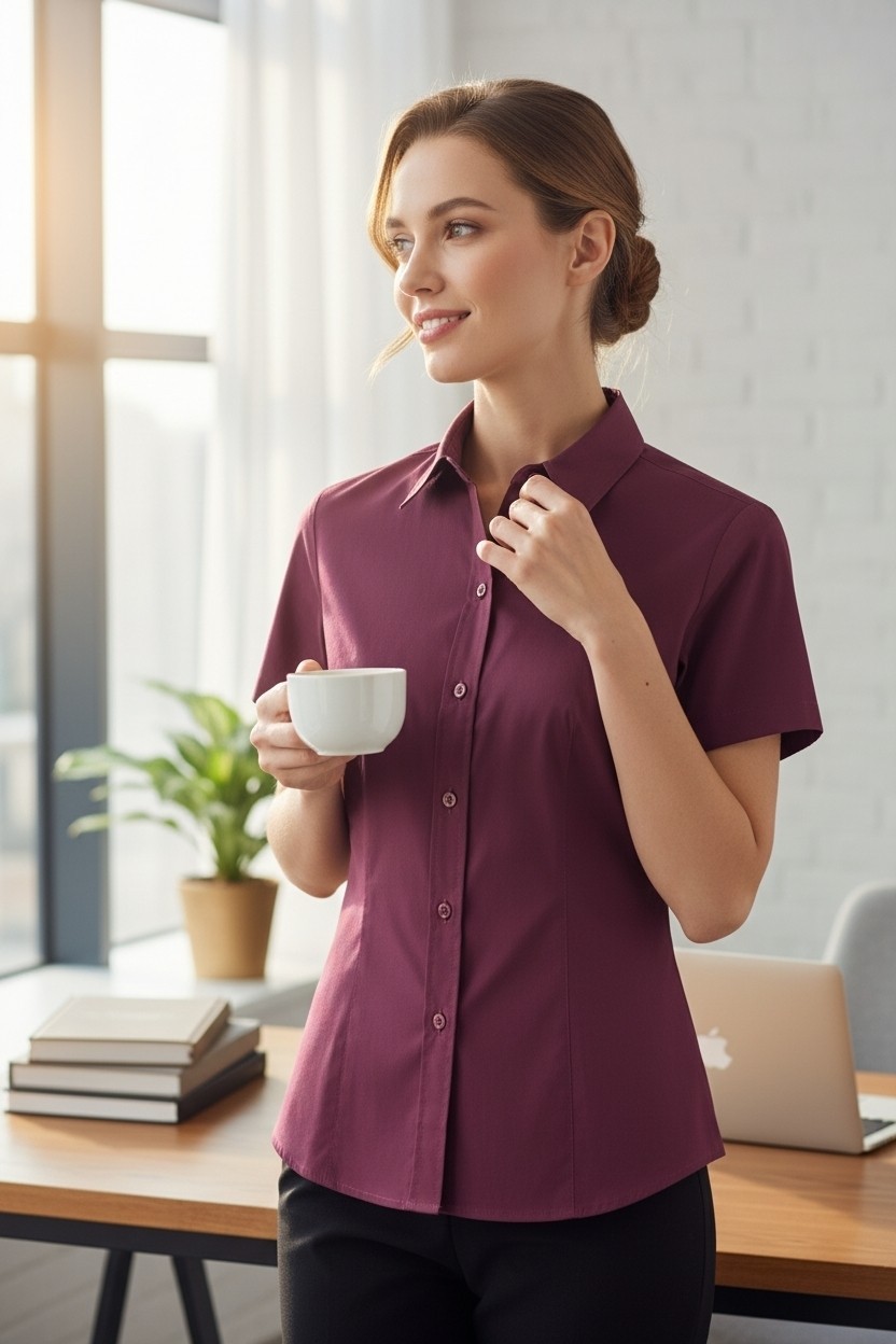 Ladies Cotton Plain Formal Office Party Work Shirts Blouse