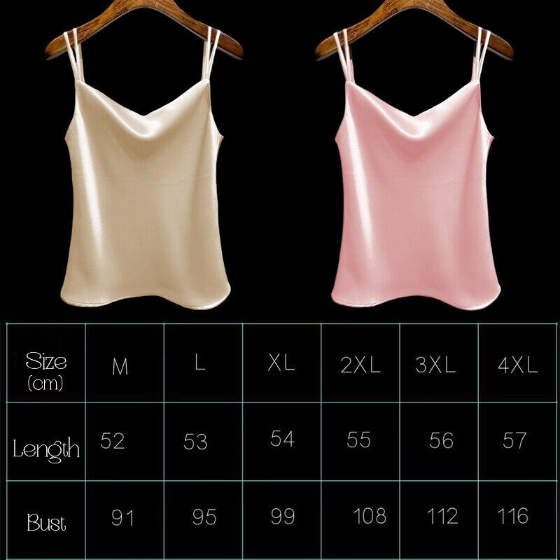 Ladies Silky Tank Top Strappy Satin Vest Casual Shirt Sleeveless Solid Vest Tops