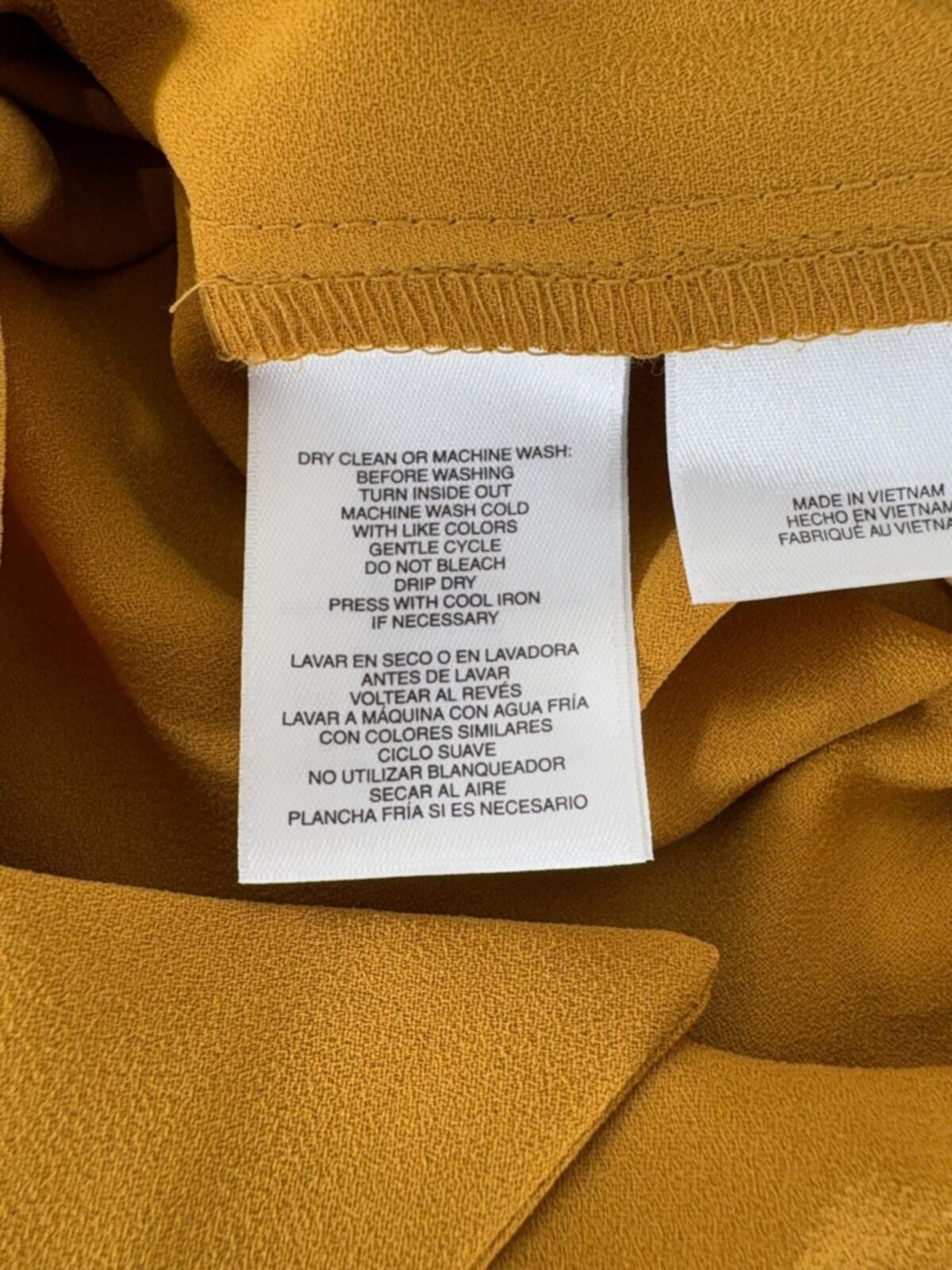 Evan Picone Mustard Tie-Neck Blouse 2168