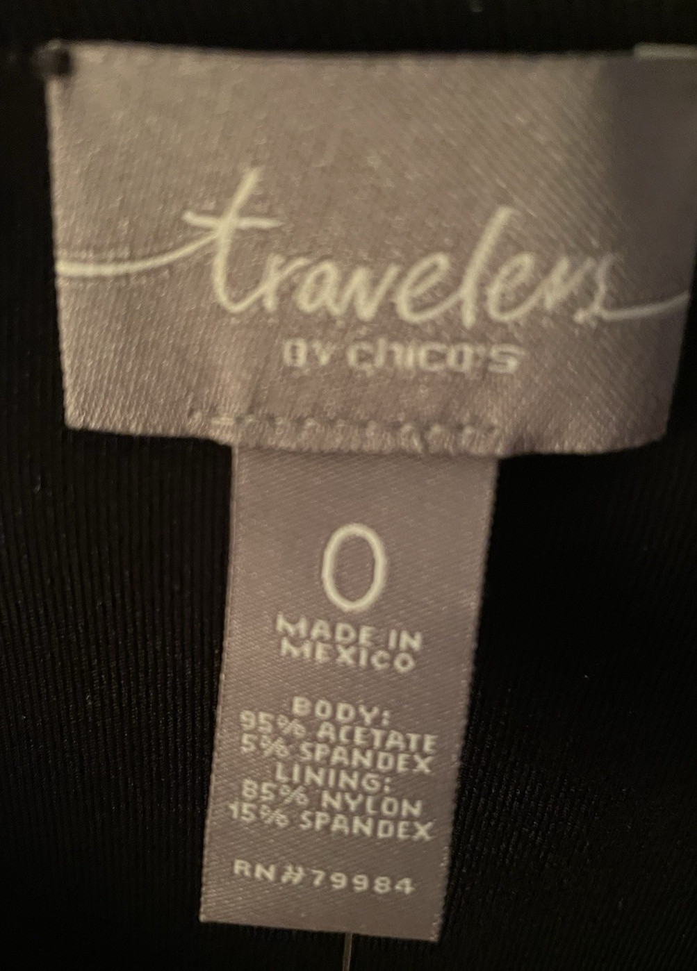 OOAK on Ebay Chico’s Travelers Black Layered 3/4 Sleeve Top Size 0(4/6) NWT