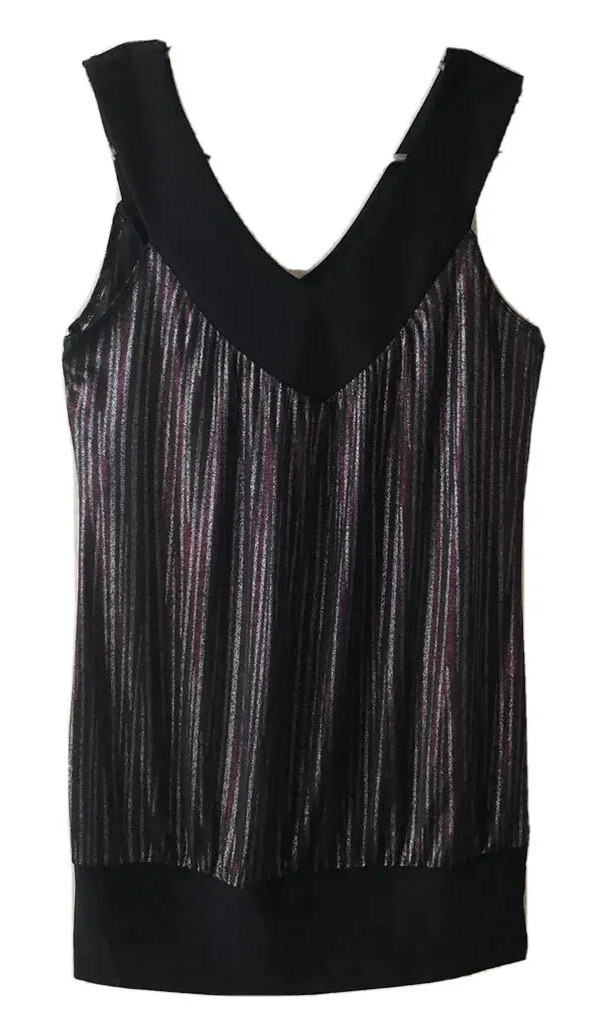 STUDIO Y Sleeveless Top Size Small Juniors Semi Loose Silver Pink Womens Black