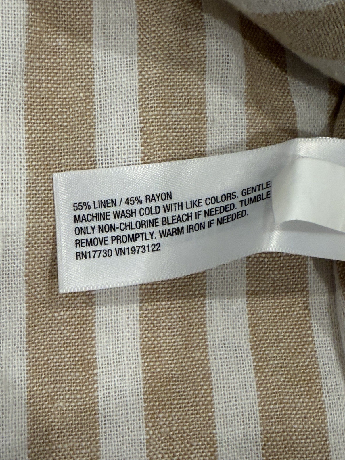 Universal Thread Tan White Striped Linen Blend Button Down Shirt XXL Relaxed Fit