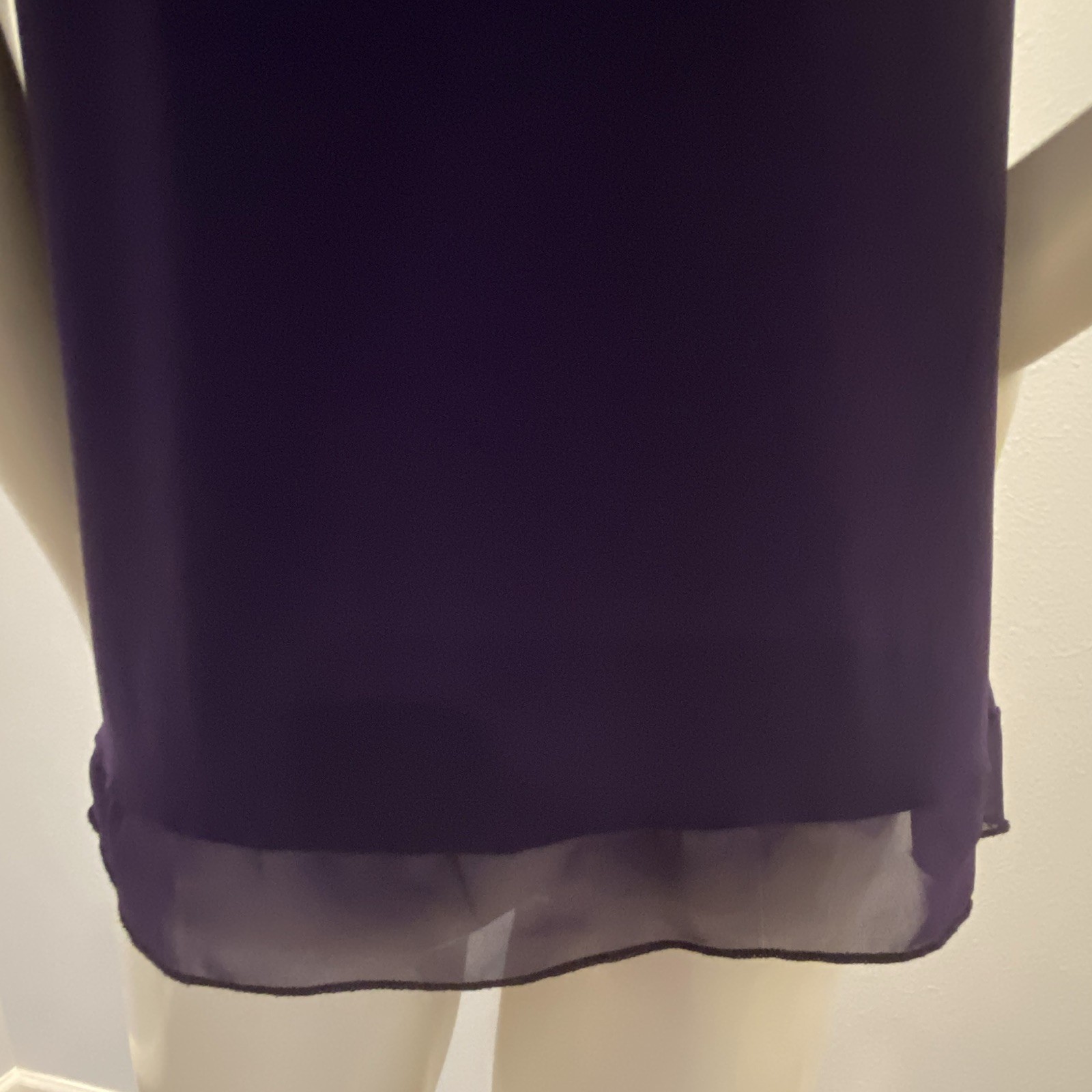 ROZ & ALI S Purple Solid Scoop Neck Sleeveless Studded Pleated Chiffon Tank Top