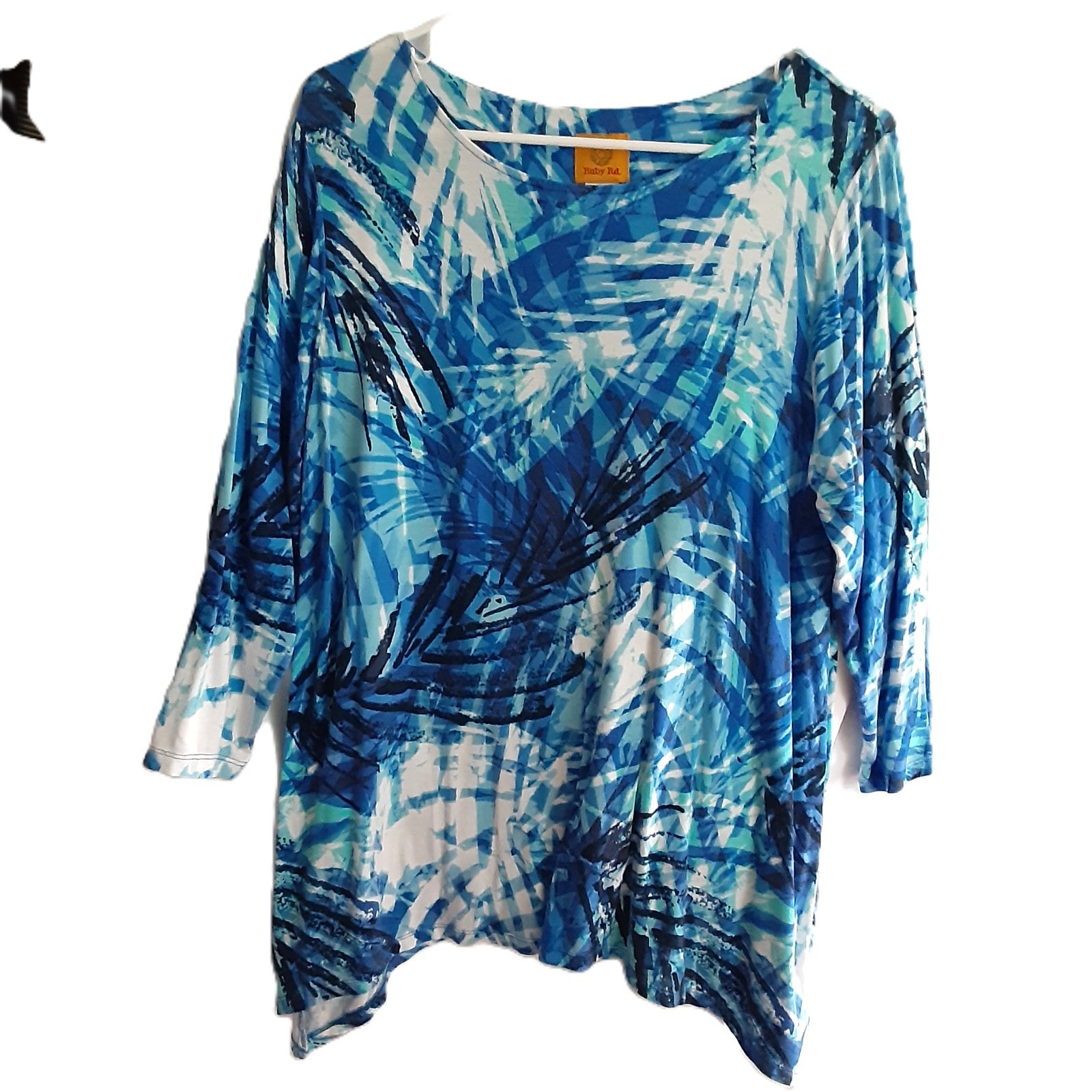 Ruby Rd Blouse Size LARGE Pullover 3/4 Sleeve Round Neck Rayon Blend