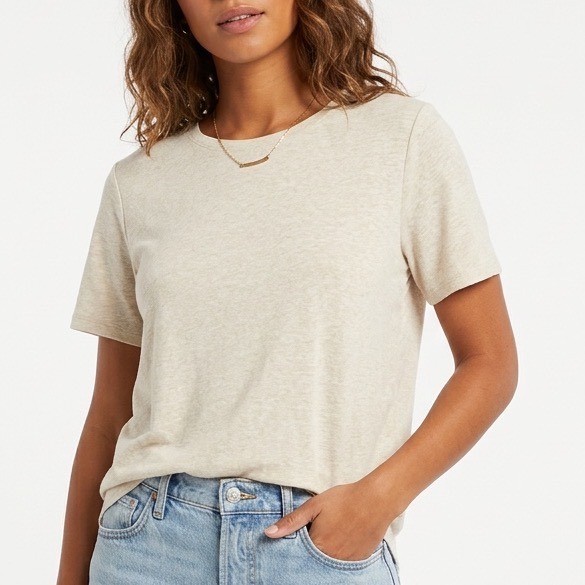 Old Navy Luxe T-Shirt Womens Medium Heather Gray Knit Short Sleeve Crew Neck