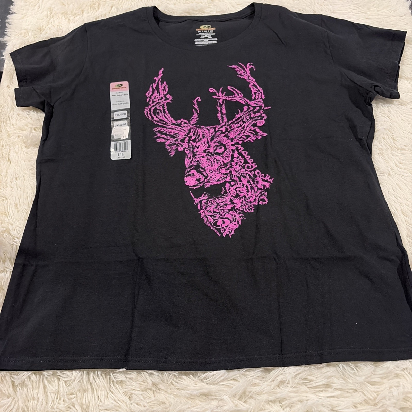 Mossy Oak womens black tee NWT 2XL Deer hunting short sleeve