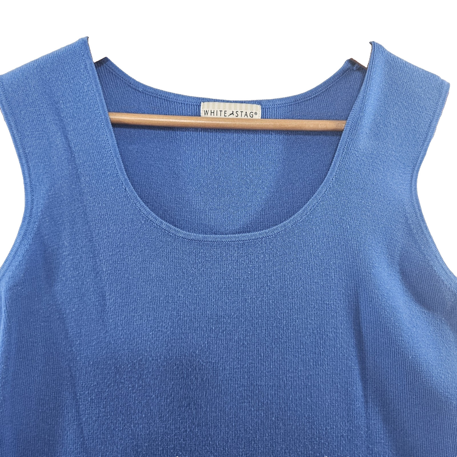 Womens Blue Sleeveless Capsule Tank Shell Top Size L 12-14 Y2K Acrylic Blend