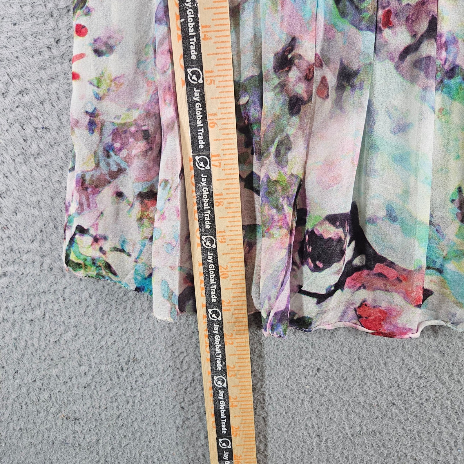 Artelier Nicole Miller Floral Pleated Viscose Blouse Multi Color Womens Small