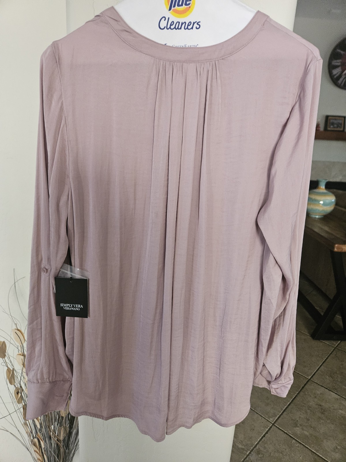 NWT Simply Vera Vera Wang Blouse Dusty Pink Size L Long Sleeve