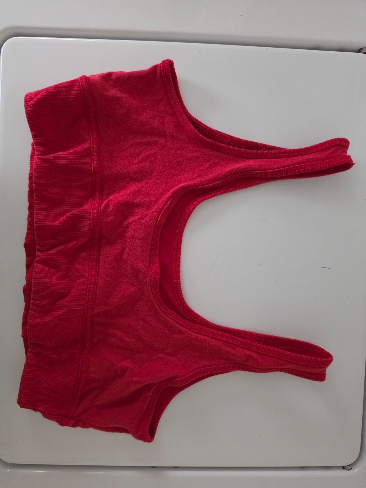 Adidas Originals red crop top / bralette, scoop neckline, embroided logo, size L