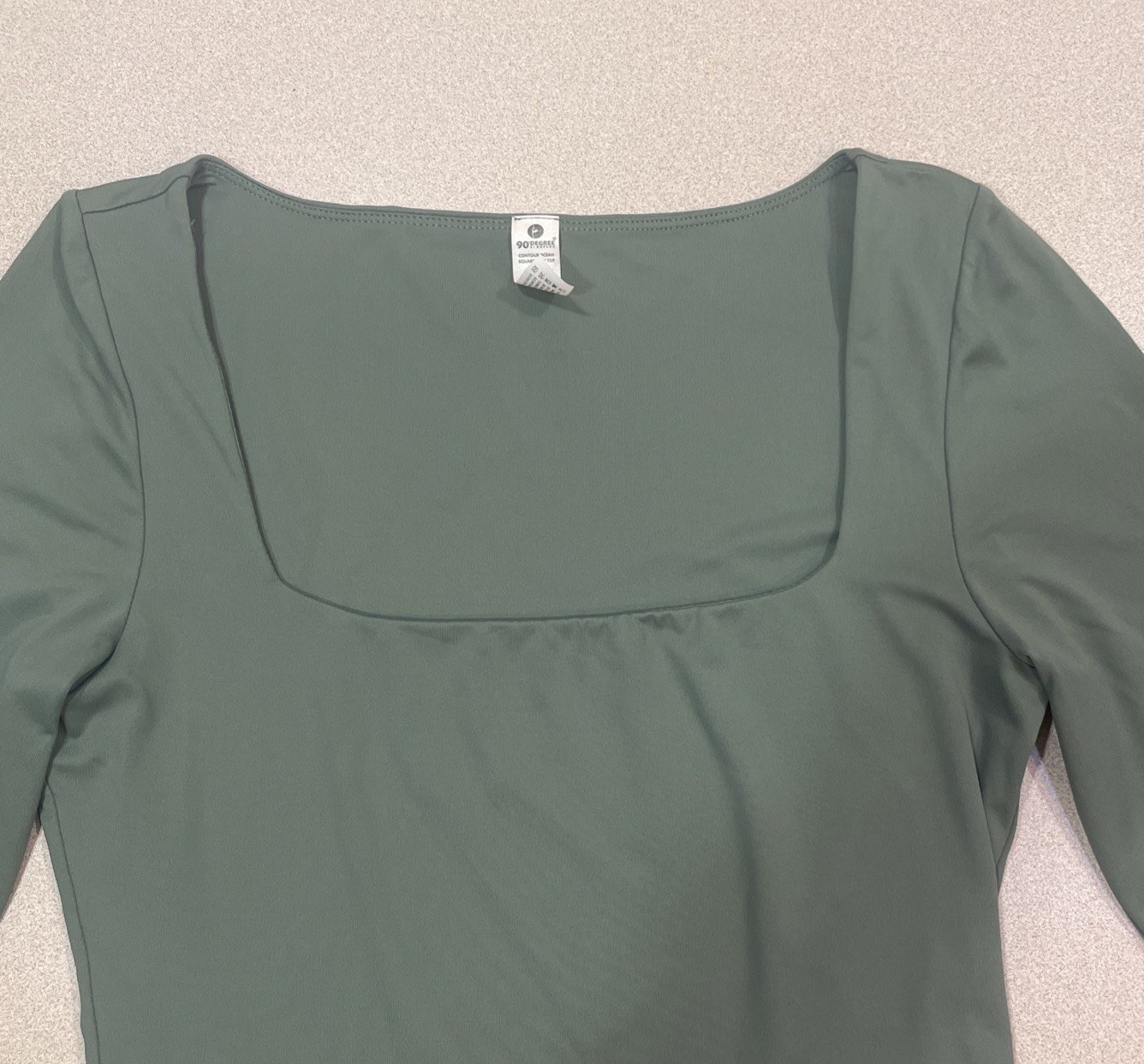 90 Degree By Reflex Women’s Square Neck Long Sleeve Top Olive Green Size L