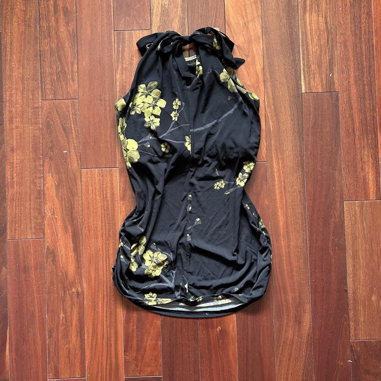 Vintage Le Chateau Floral Halter Top Chain Neck Open Tie Back Whimsigoth Y2K