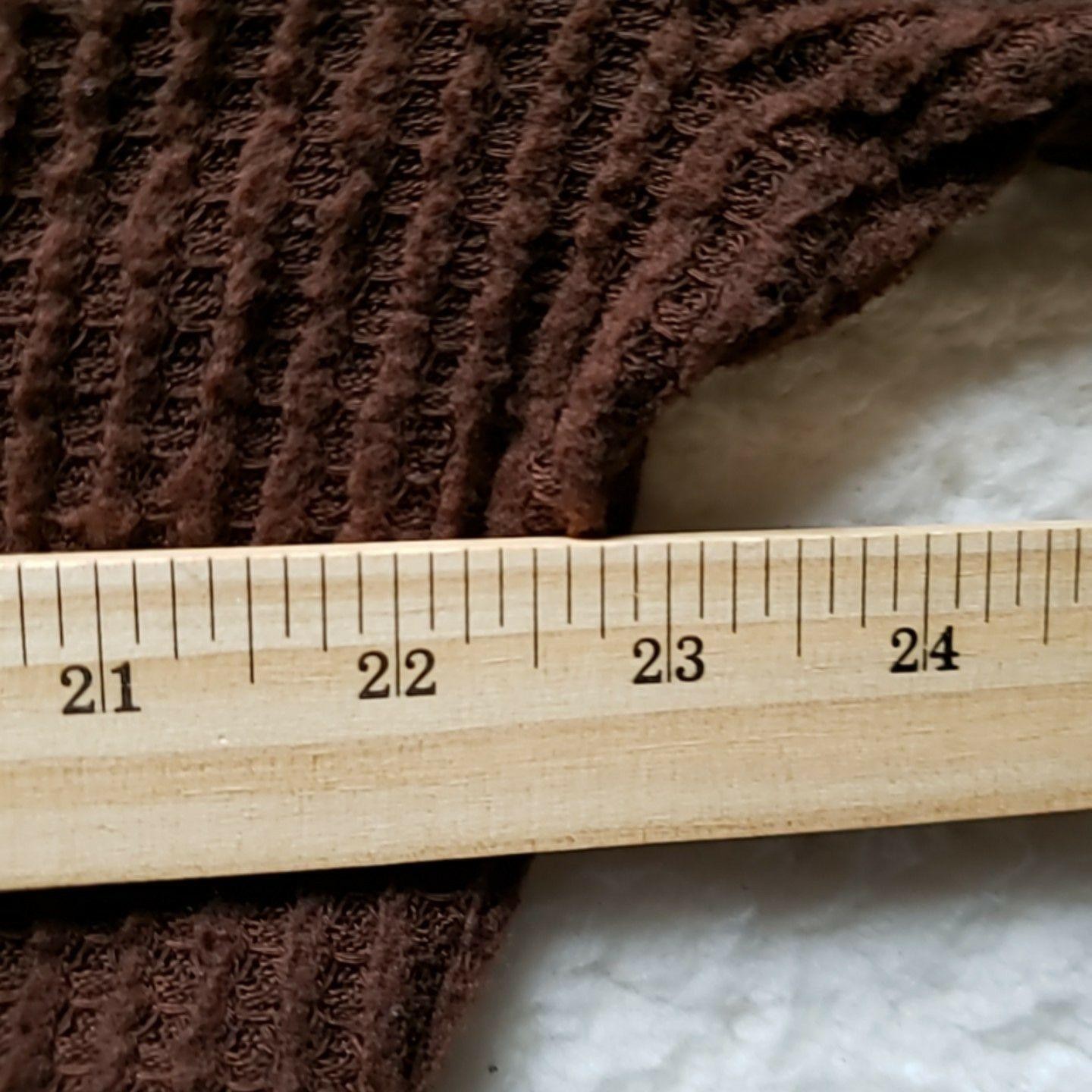 SheIn Shirt Womens Large Brown V Neck Long Sleeve Waffle Knit Cropped Top