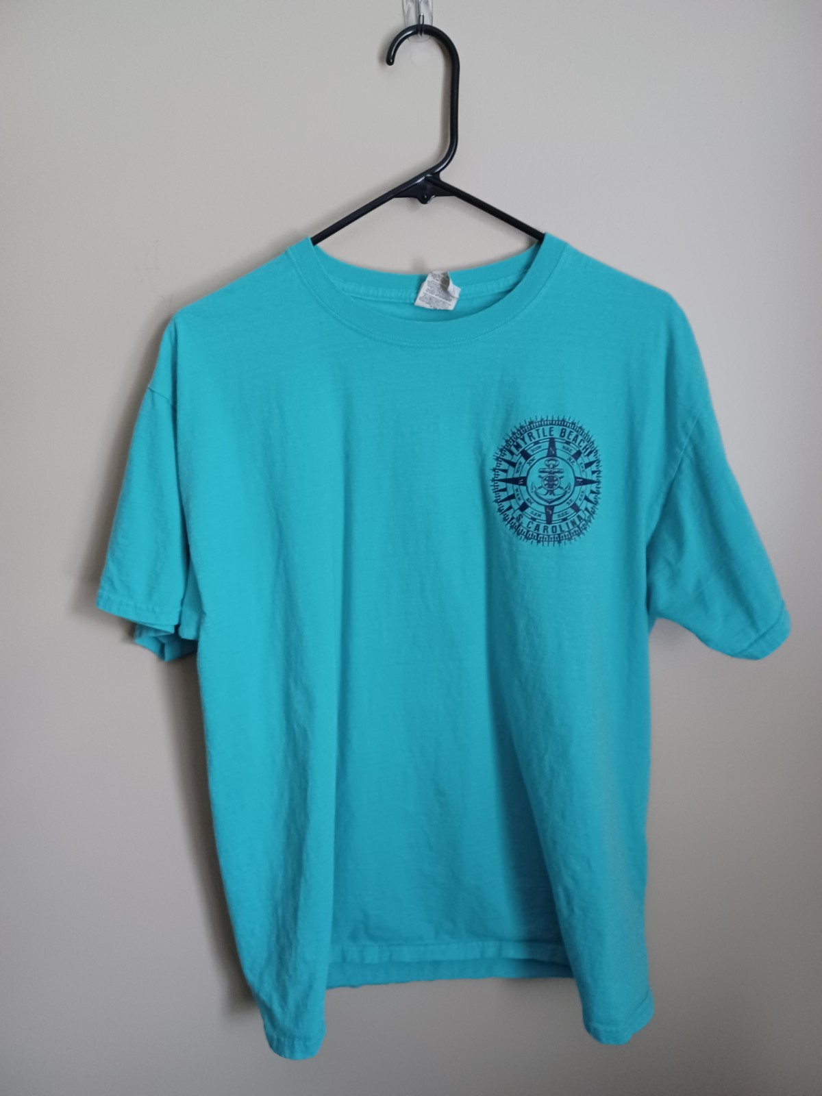 Women’s Size L Blue Anchor Compass Myrtle Beach, SC Fruit Of The Loom T-Shirt