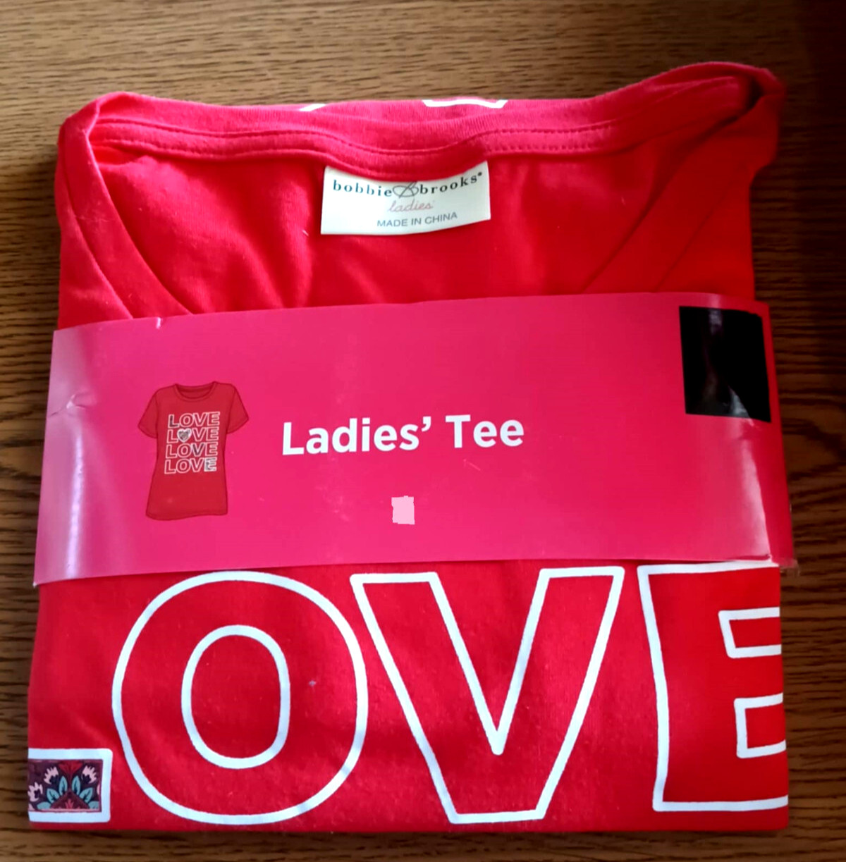Bobbie Brooks Red Ladies T Shirt “Love” Top Size LG (12/14) NWT