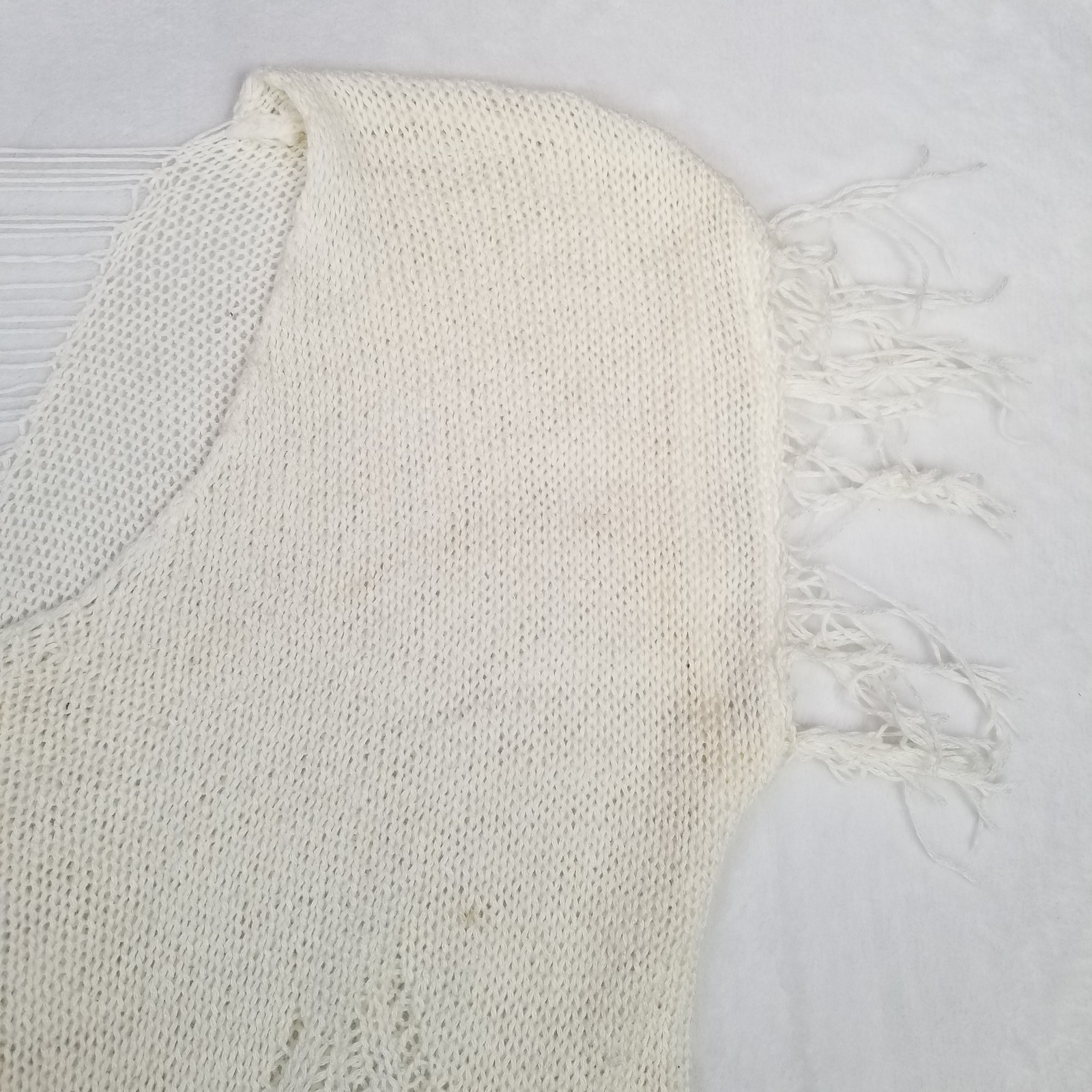 Story of Lola Cap Sleeve Knit Top Women’s Size OS Cream Fringe Hem Open Weave