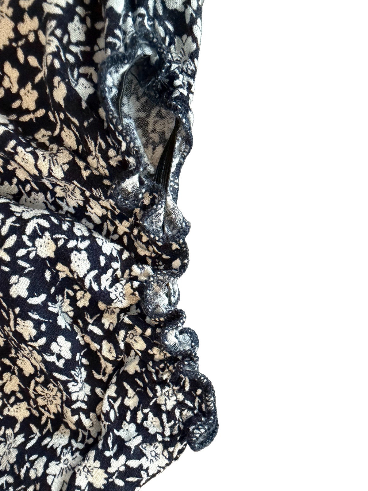 L.A. Hearts XS Navy/White Floral Square Neck Puff Sleeve Smocked Cropped Blouse