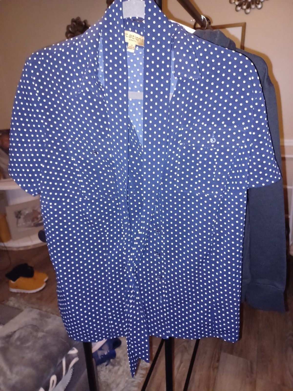 Notations Navy Short-Sleeve Polka Dot Shirt Jacket