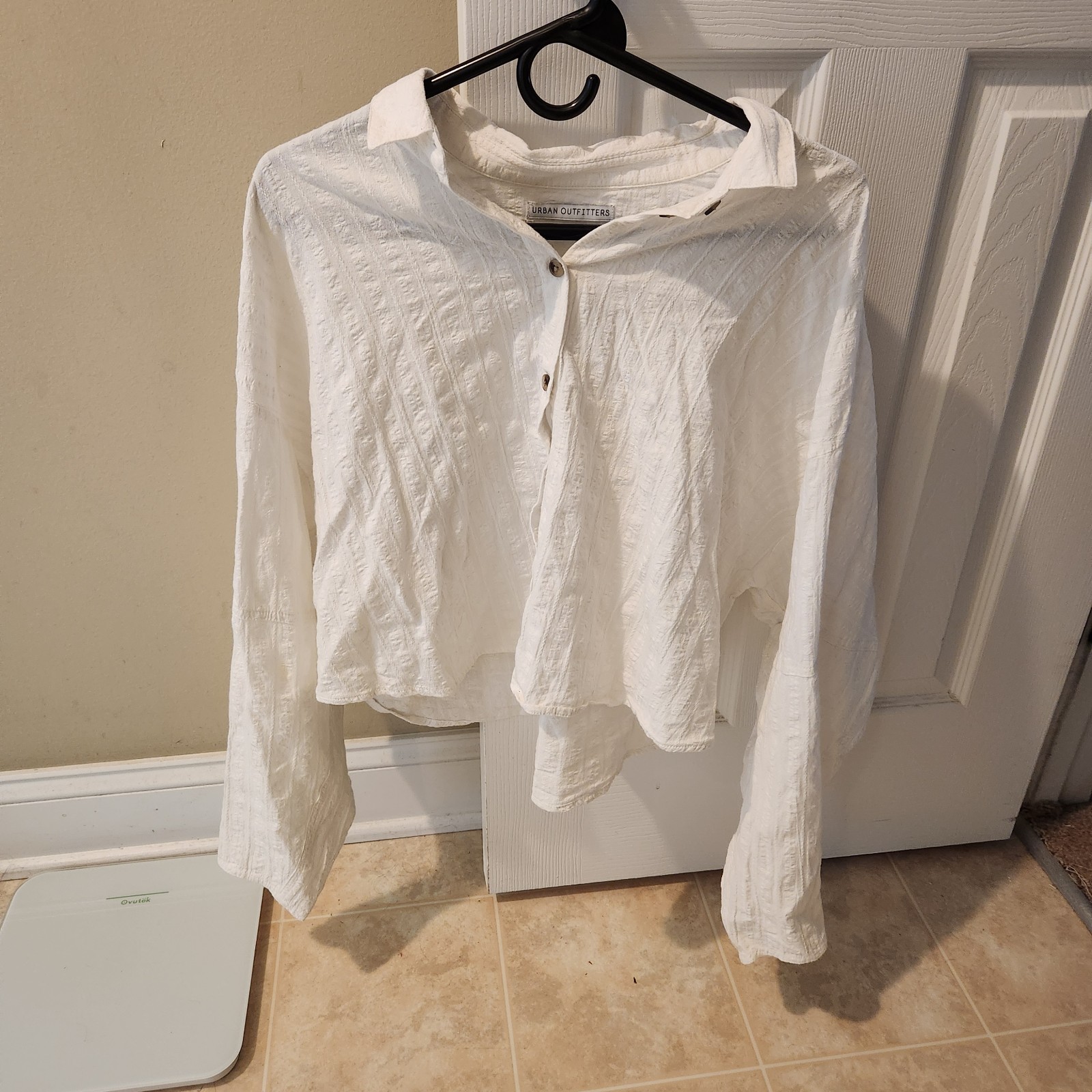 Urban Outfitters Textured Wide Sleeve Button Up Blouse