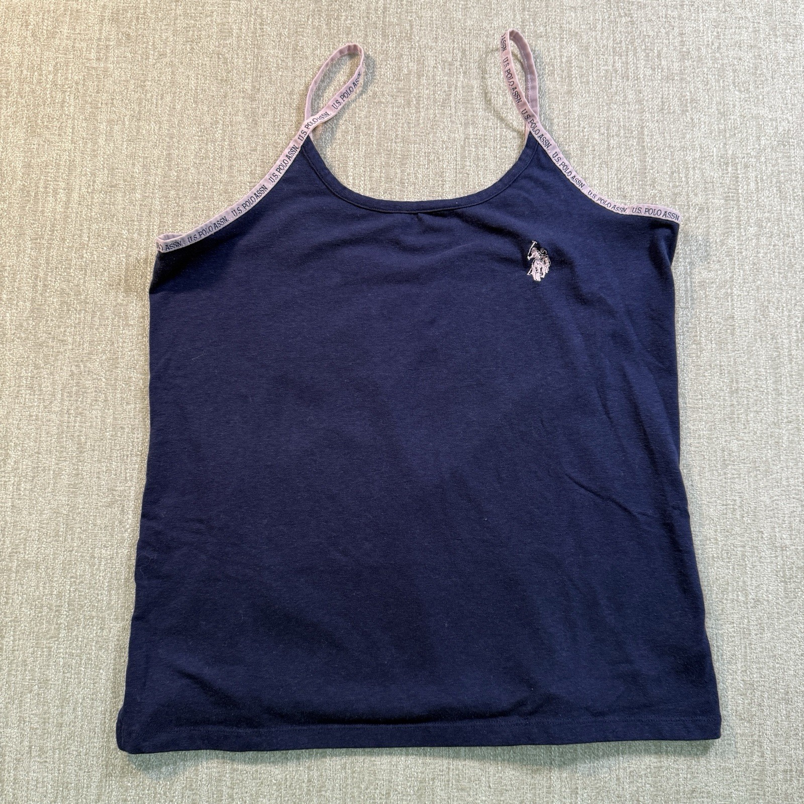 U.S. Polo Assn. Navy Blue Camisole Tank Top With Pink Trim XSmall