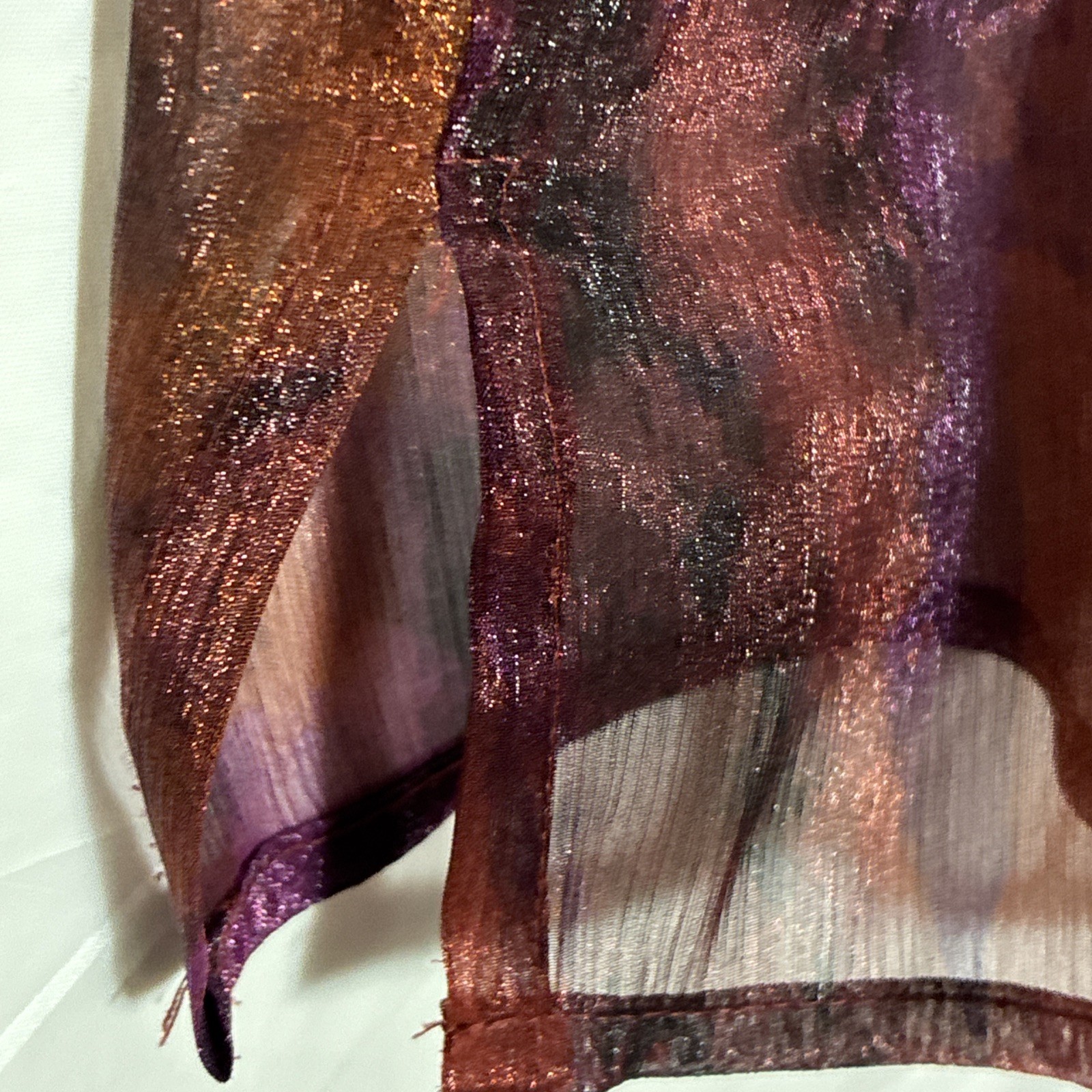 Maggie Barnes Blouse Sheer V Neck Top Button Multicolor 3/4 Sleeve Art 2 Wear 24