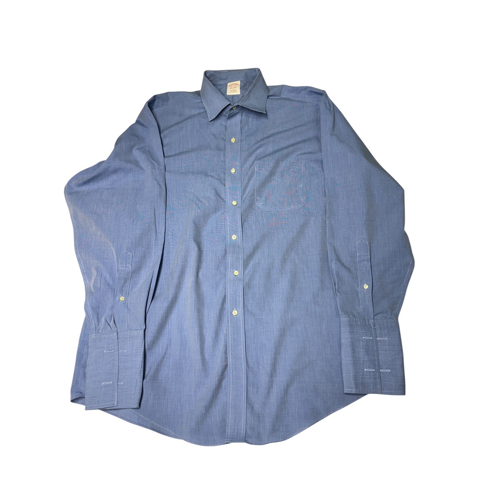 Brooks Brothers Traditional Fit Non Iron Blue Cotton Dress Shirt 16 1/2-34