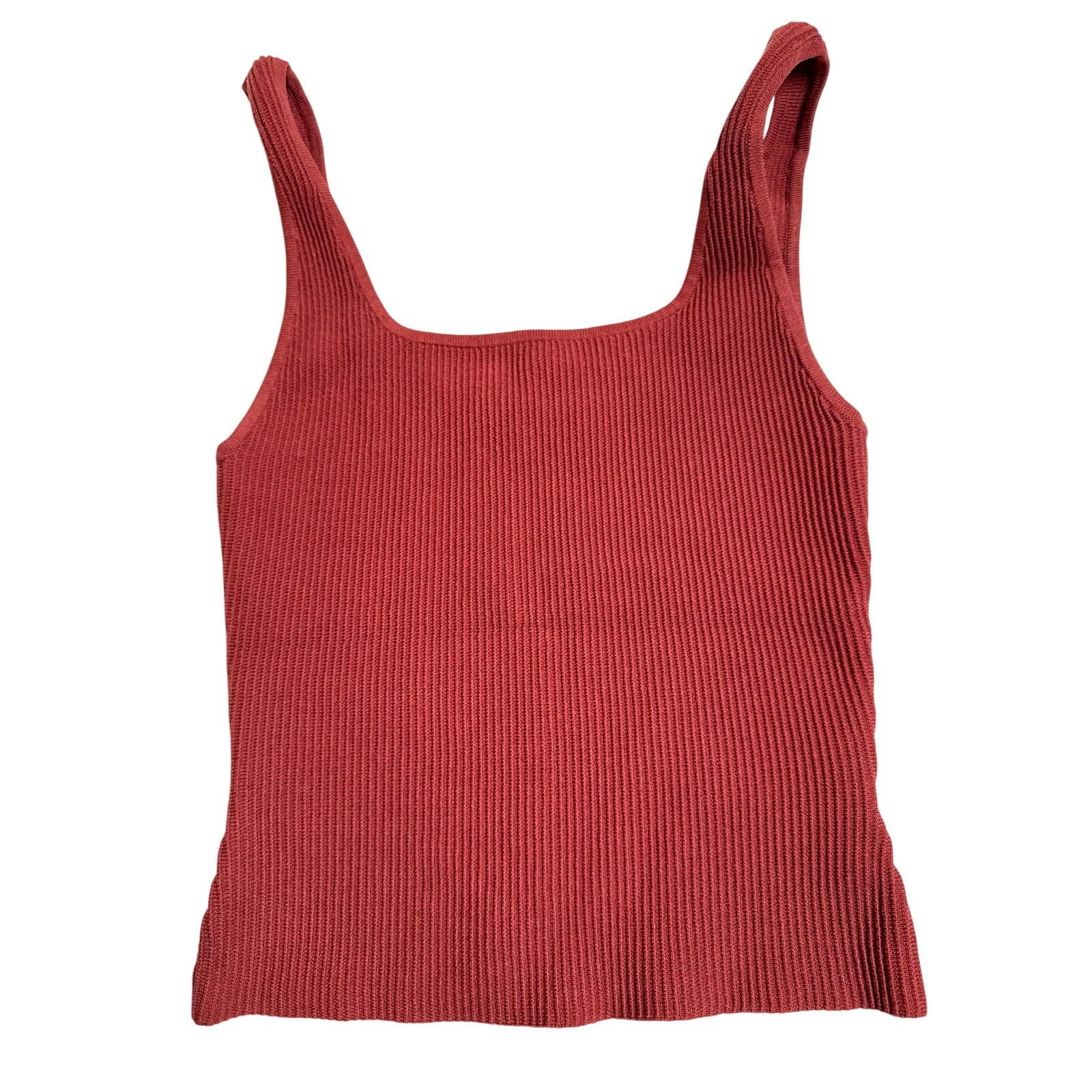 Babaton Sculpt Knit Tank Womens S Ribbed Square Neck Sundried Red Aritzia Top