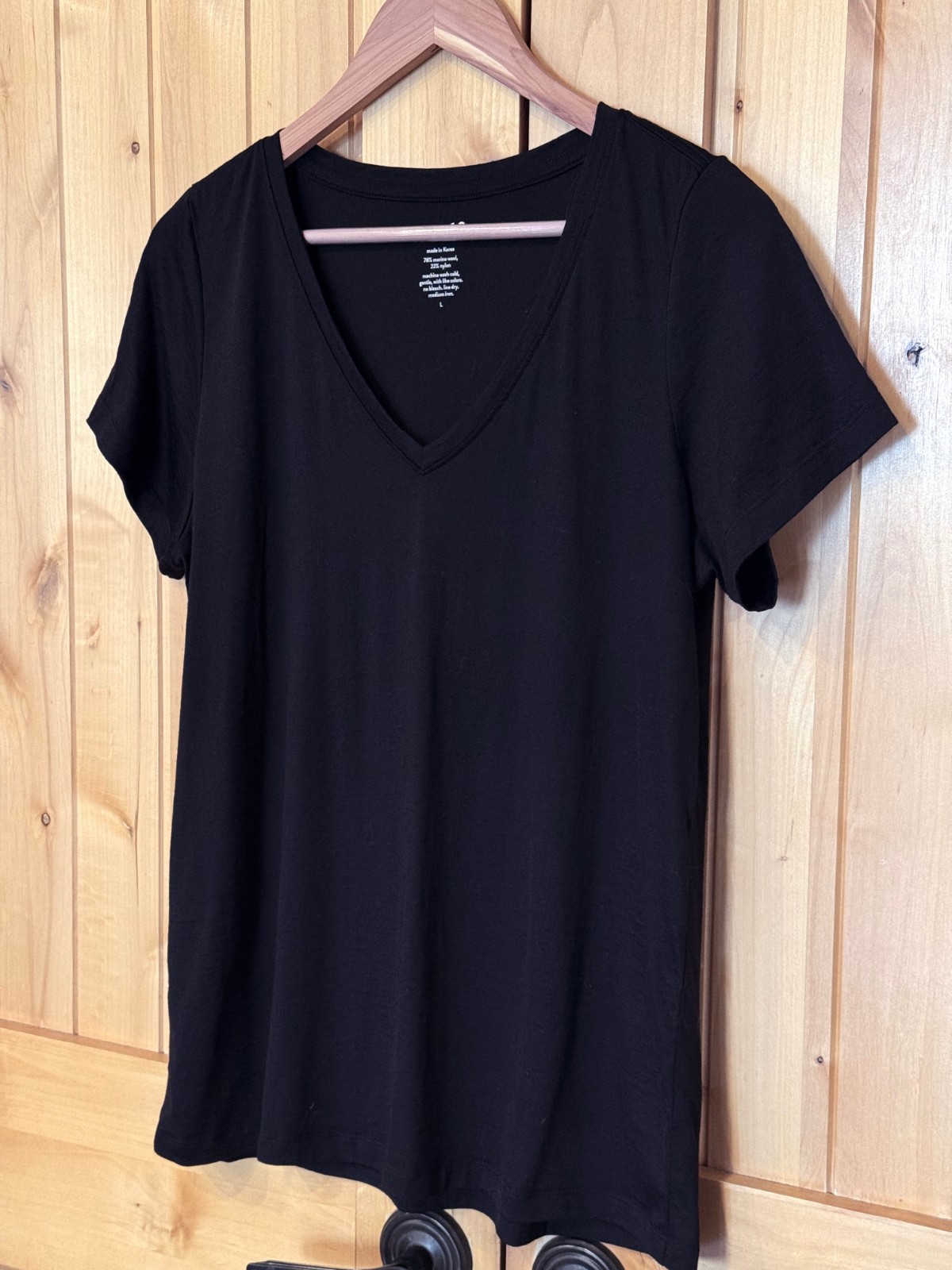New WOOL& Morgan V-Neck Tee, Black L