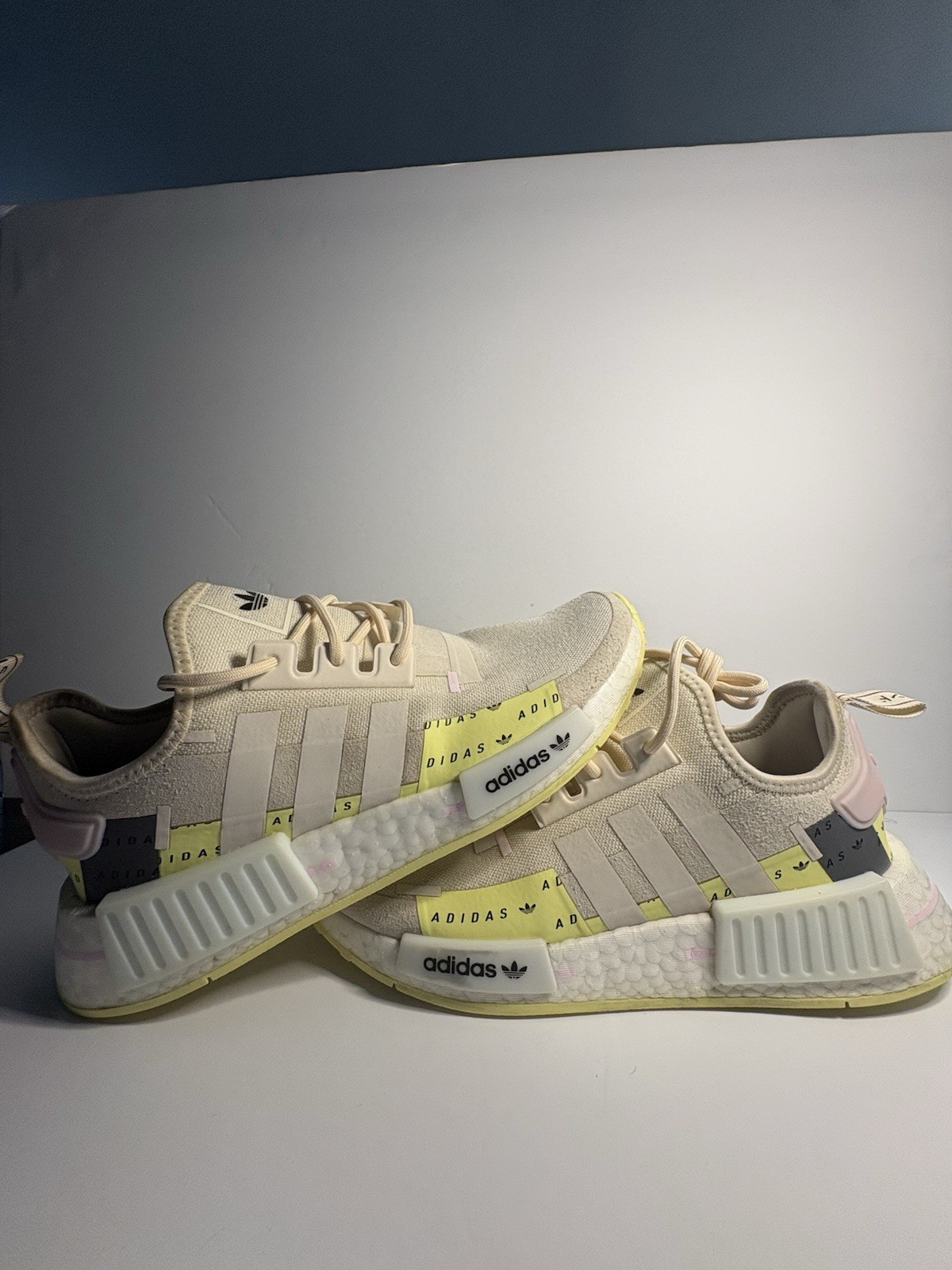 adidas NMD Beige Yellow Pink Gray Low Top Women’s Athletic Sneakers
